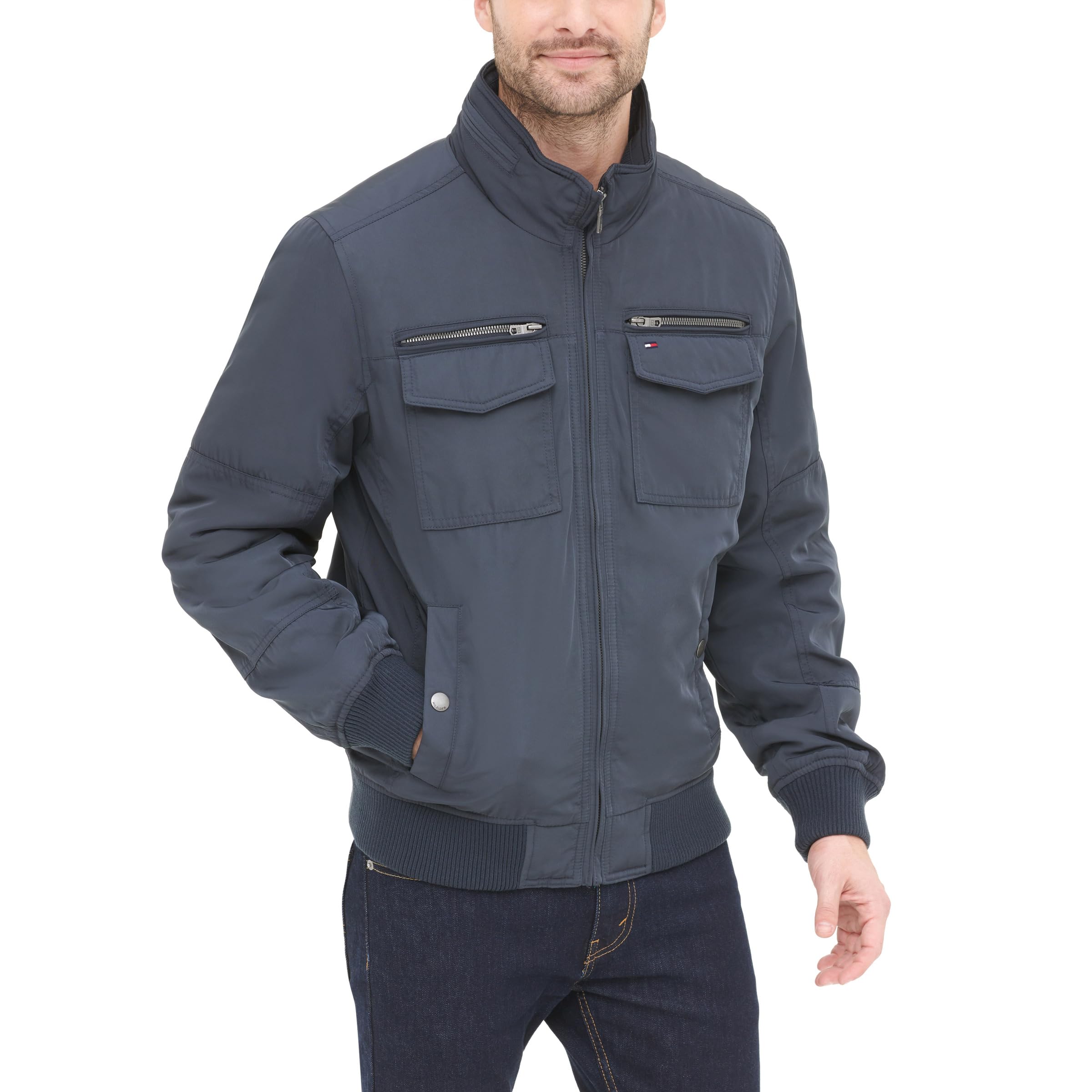 Foto 3 pulgar | Chaqueta Tommy Hilfiger Ligera De Microsarga Azul Marino Xxl Para Hombre - Venta Internacional.