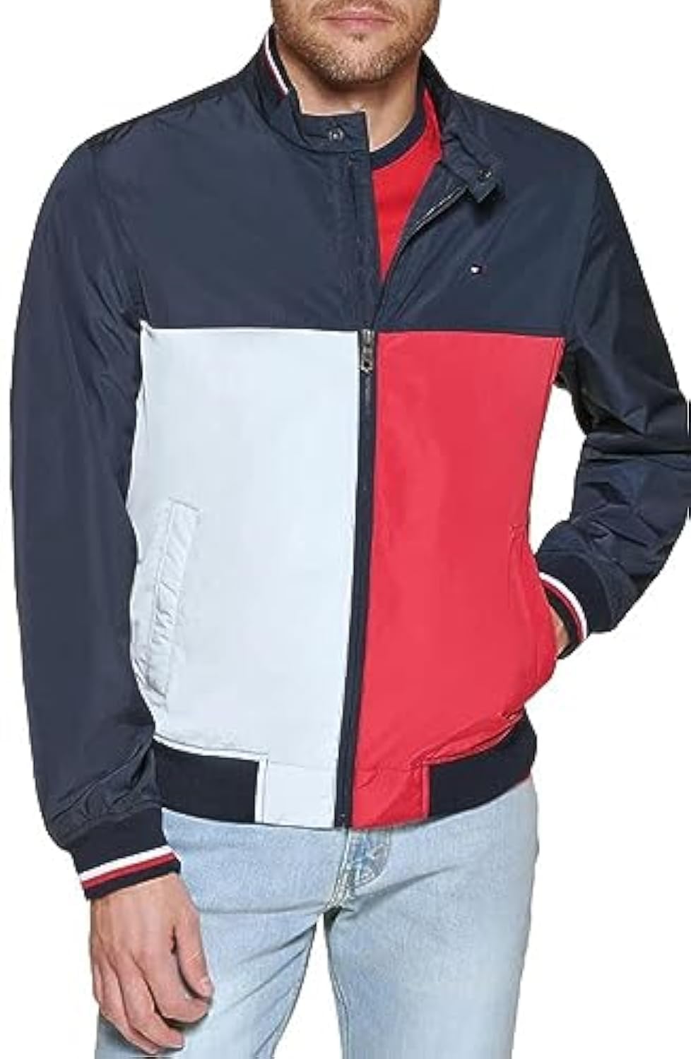 Chaqueta Tipo Bomber Tommy Hilfiger, Ligera, De Punto Acanalado - Venta Internacional.