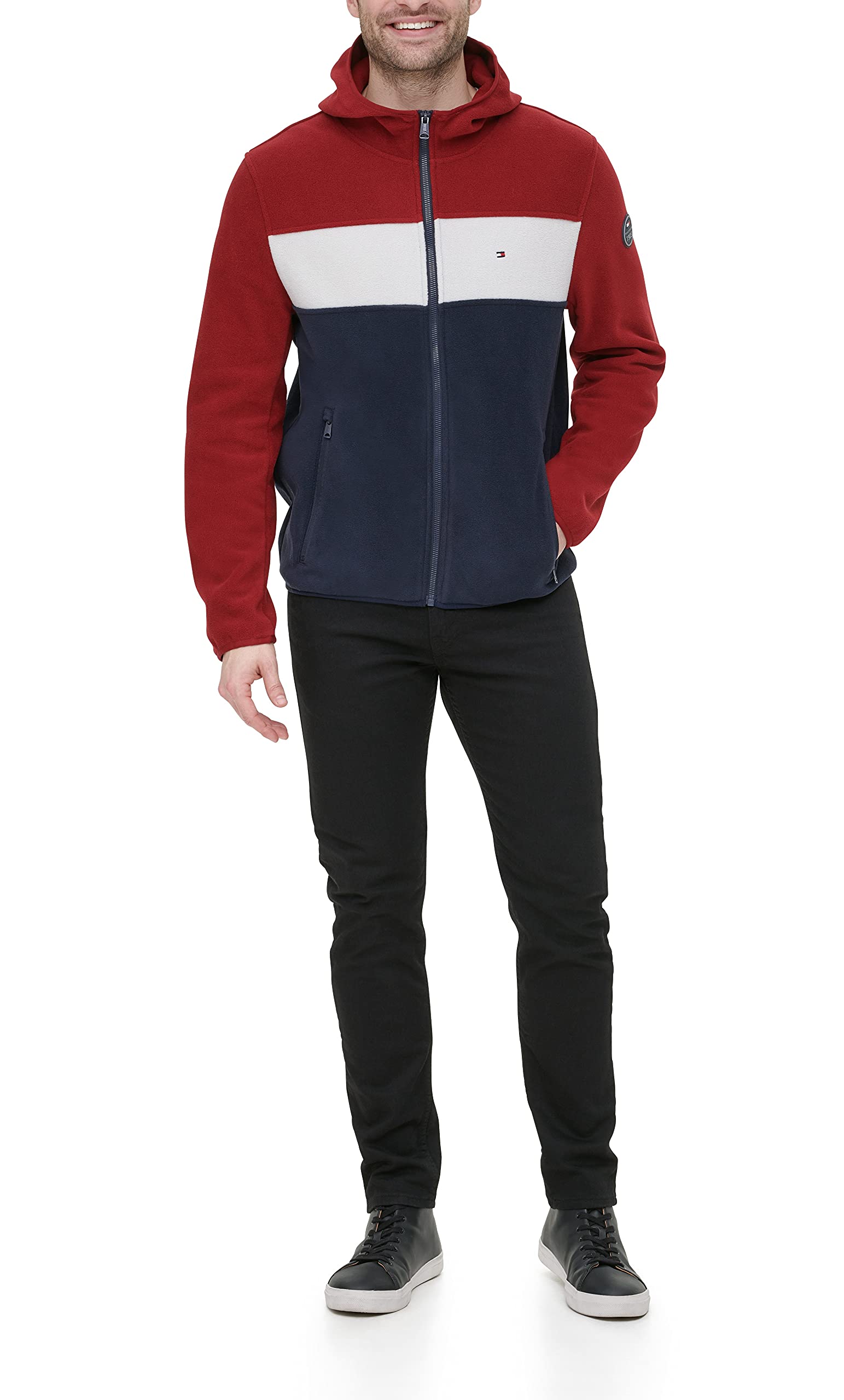 Foto 1 | Chaqueta Polar De Alto Rendimiento Con Capucha Tommy Hilfiger Para Hombre, Color Rojo Xxl - Venta Internacional.