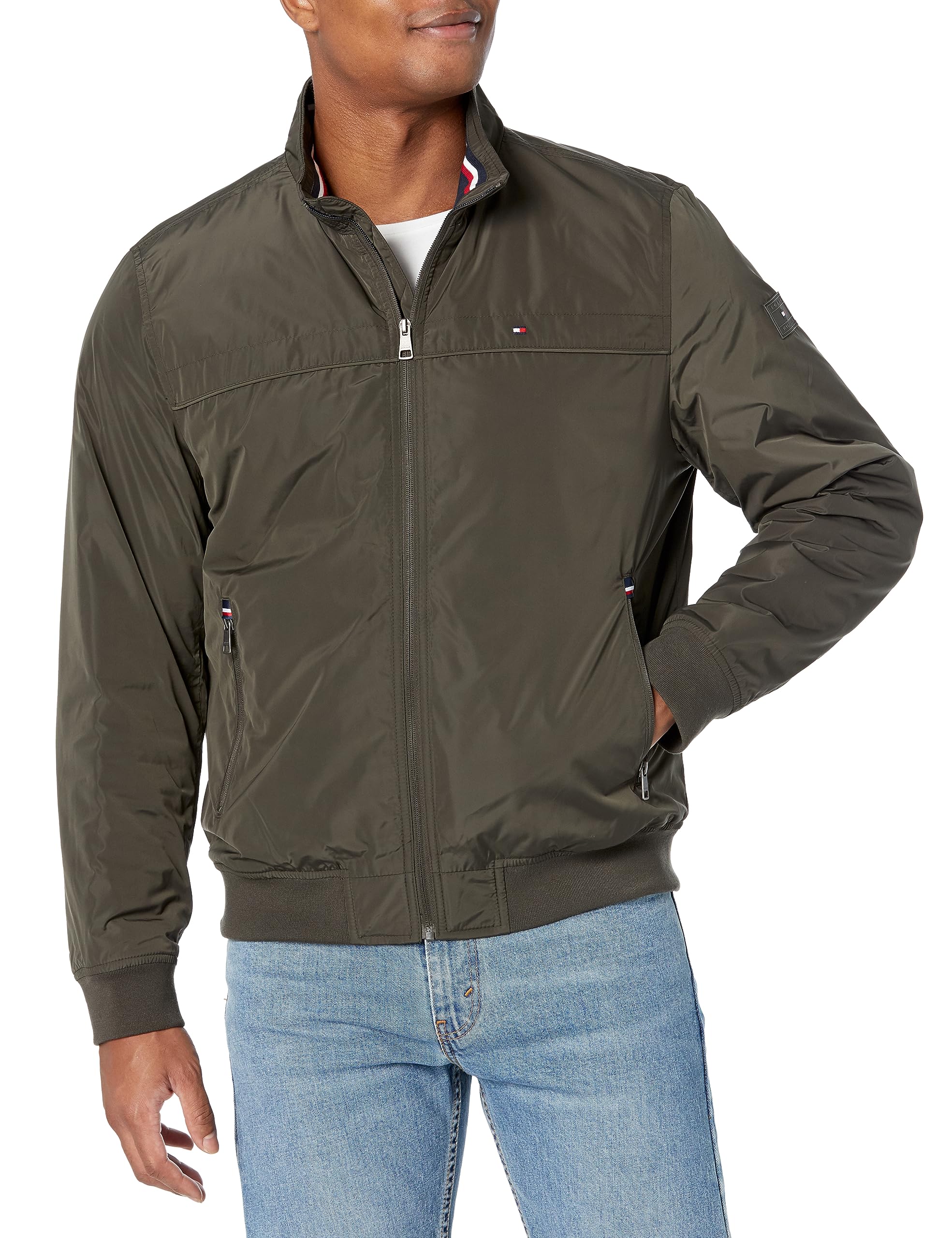 Foto 1 | Chaqueta Tommy Hilfiger Performance Faux Memory Verde Militar - Venta Internacional.