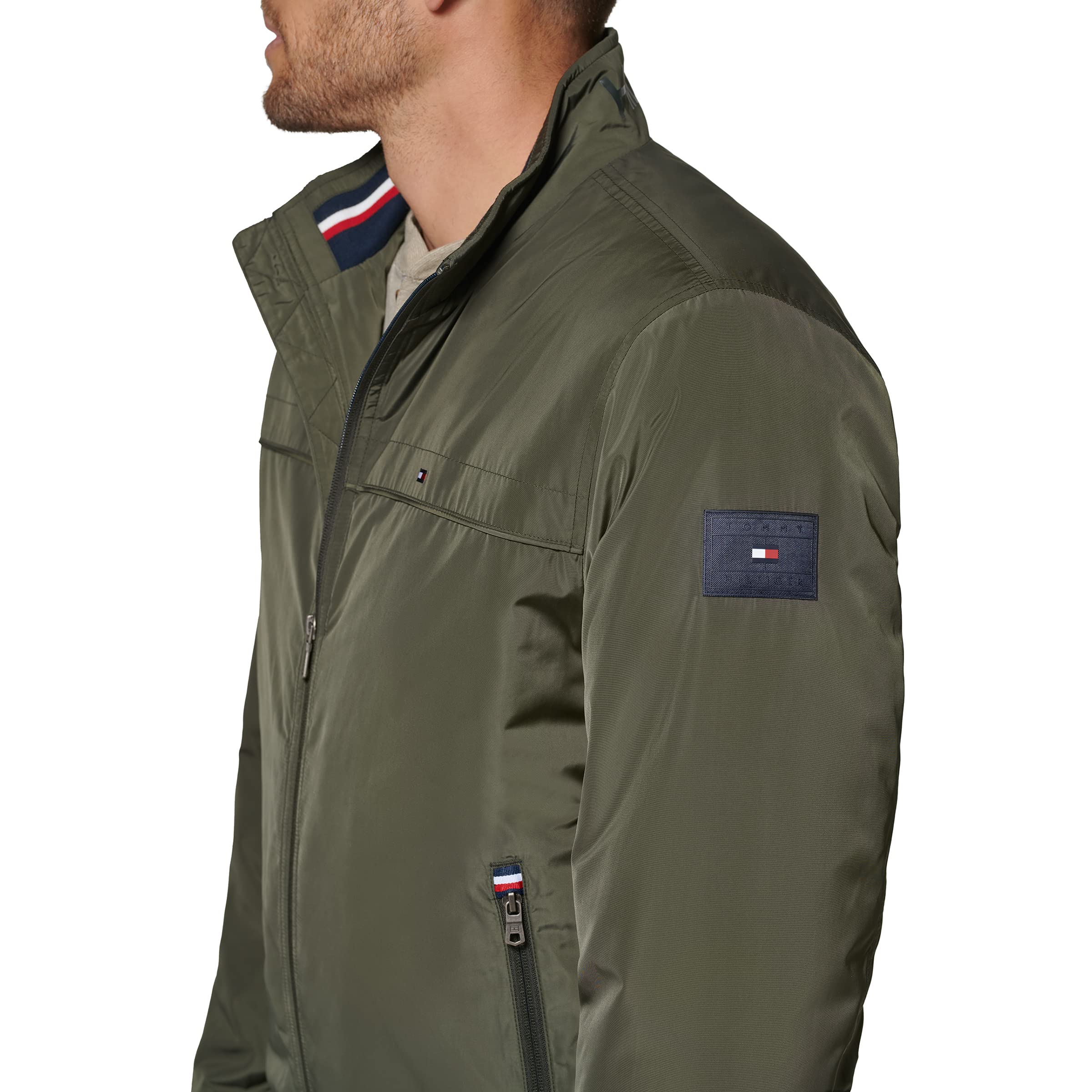 Foto 3 | Chaqueta Tommy Hilfiger Performance Faux Memory Verde Militar - Venta Internacional.