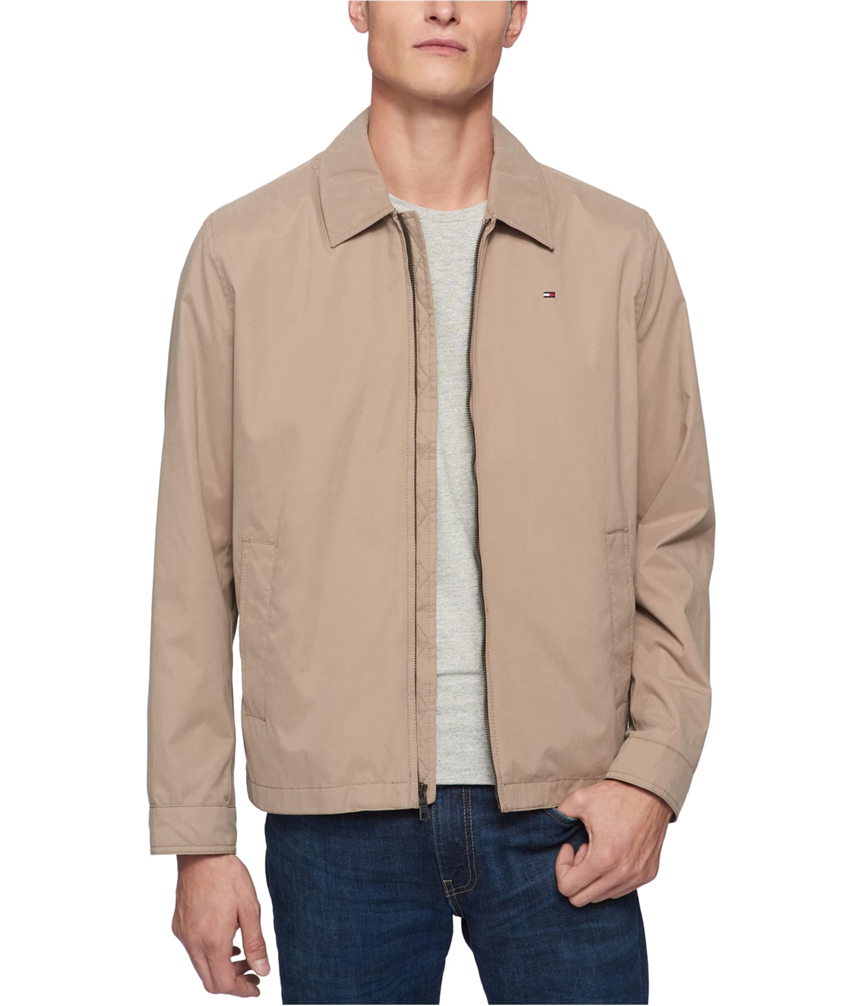 Chaqueta Tommy Hilfiger Ligera De Microsarga Para Golf Para Hombre, Color Caqui Oscuro - Venta Internacional.