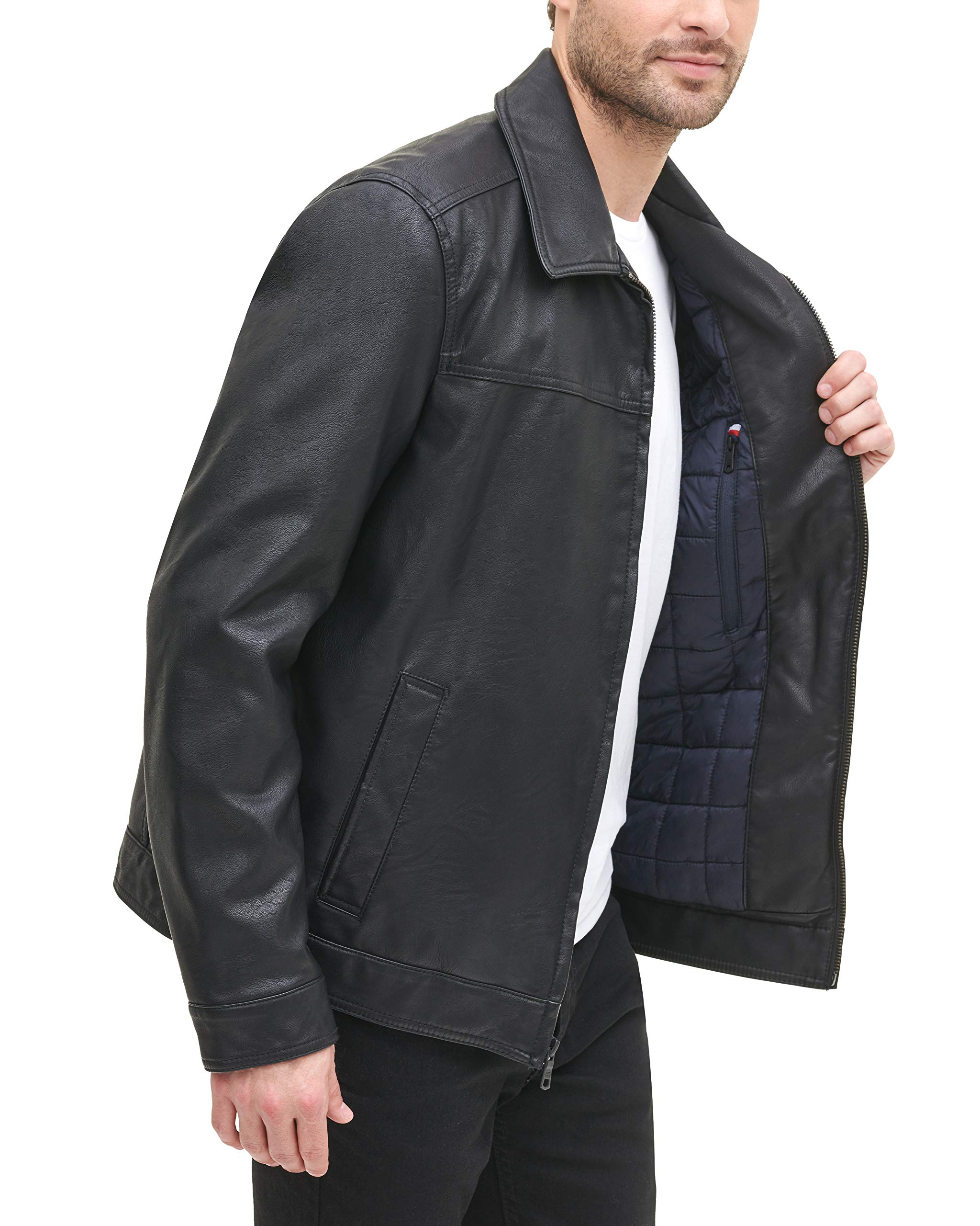 Foto 5 pulgar | Chaqueta Tommy Hilfiger Classic De Piel Sintética Para Hombre, Color Negro - Venta Internacional.