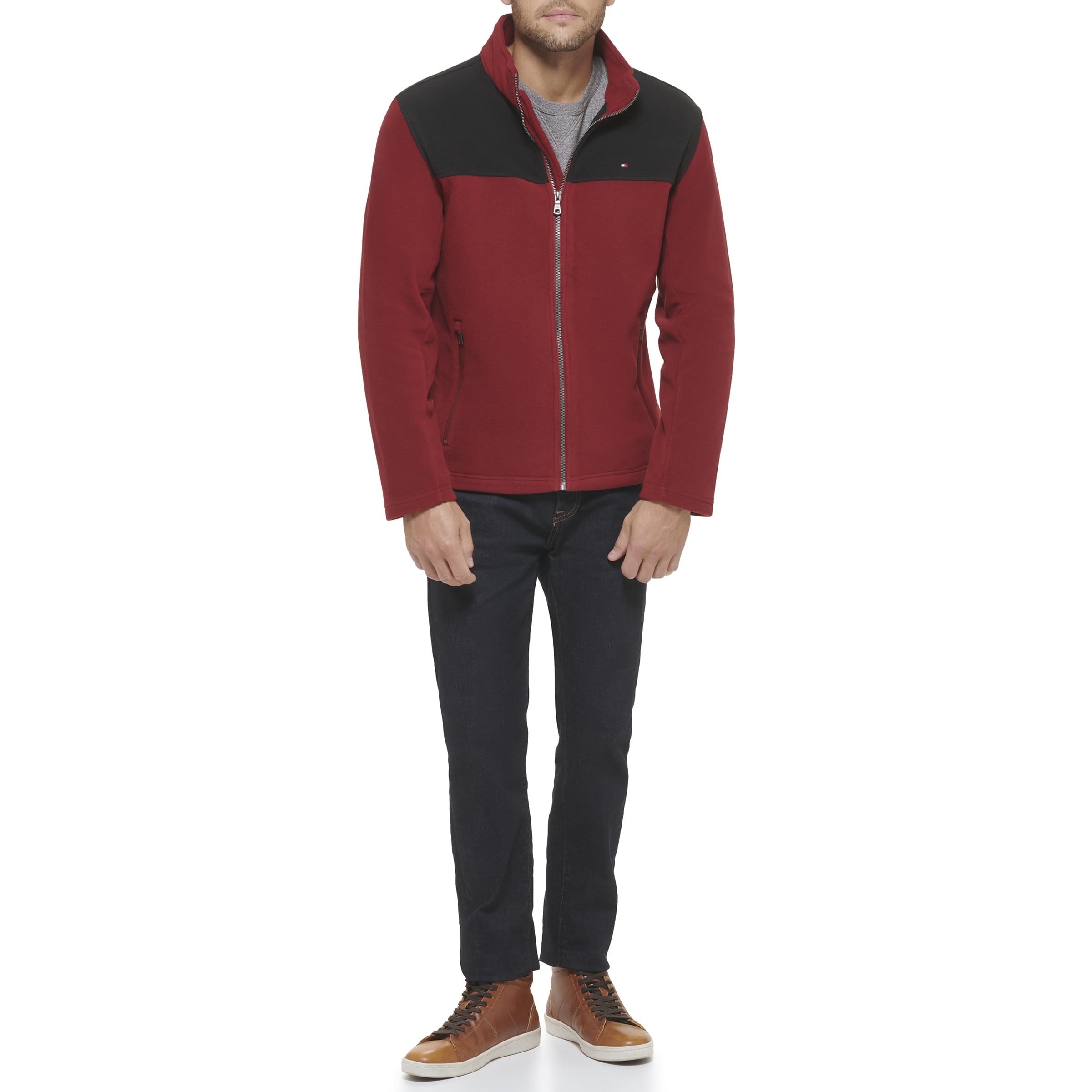 Foto 2 pulgar | Chaqueta Tommy Hilfiger Classic De Forro Polar Para Hombre, Color Negro Y Rojo - Venta Internacional.
