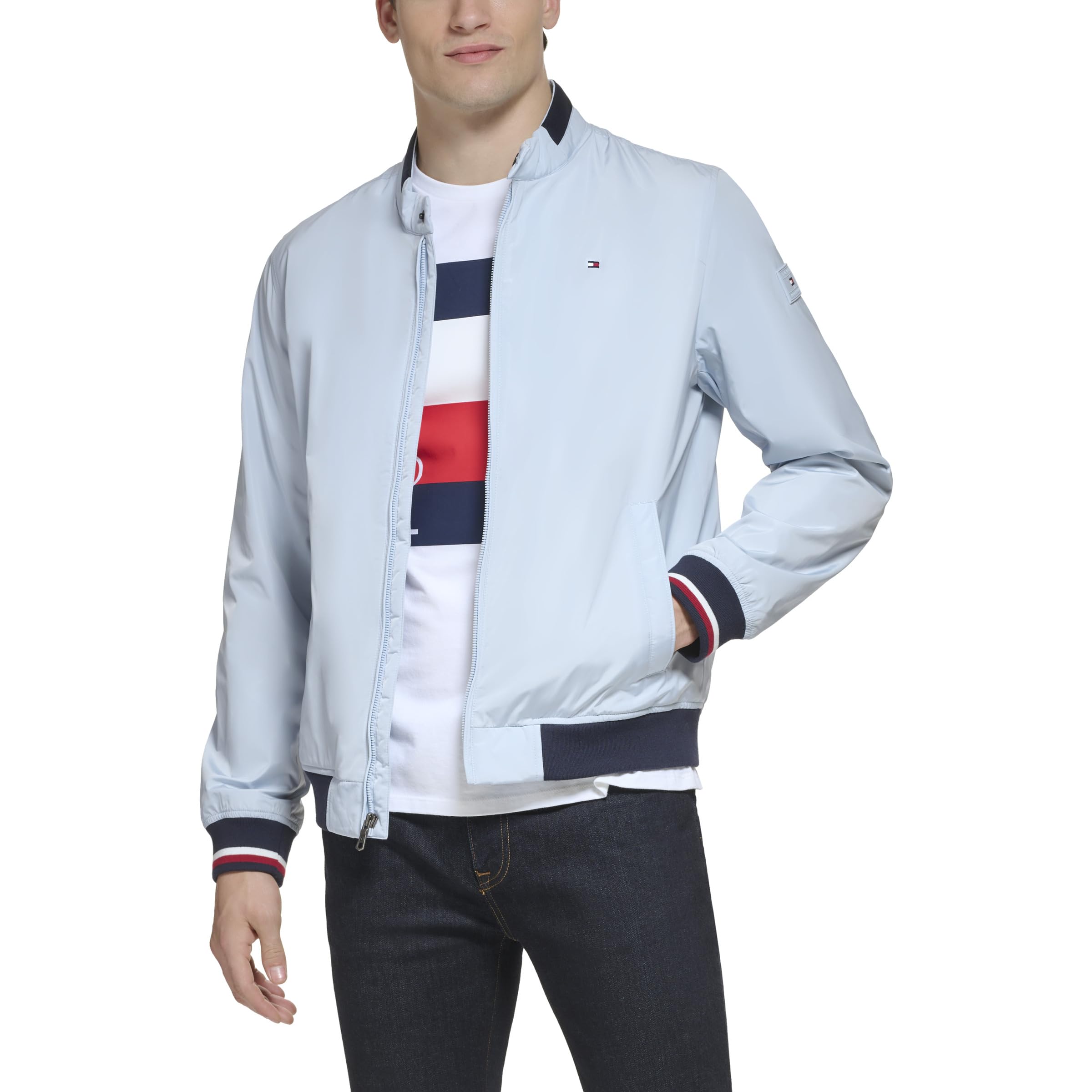 Foto 3 | Chaqueta Tipo Bomber Tommy Hilfiger, Ligera, De Punto Acanalado - Venta Internacional.