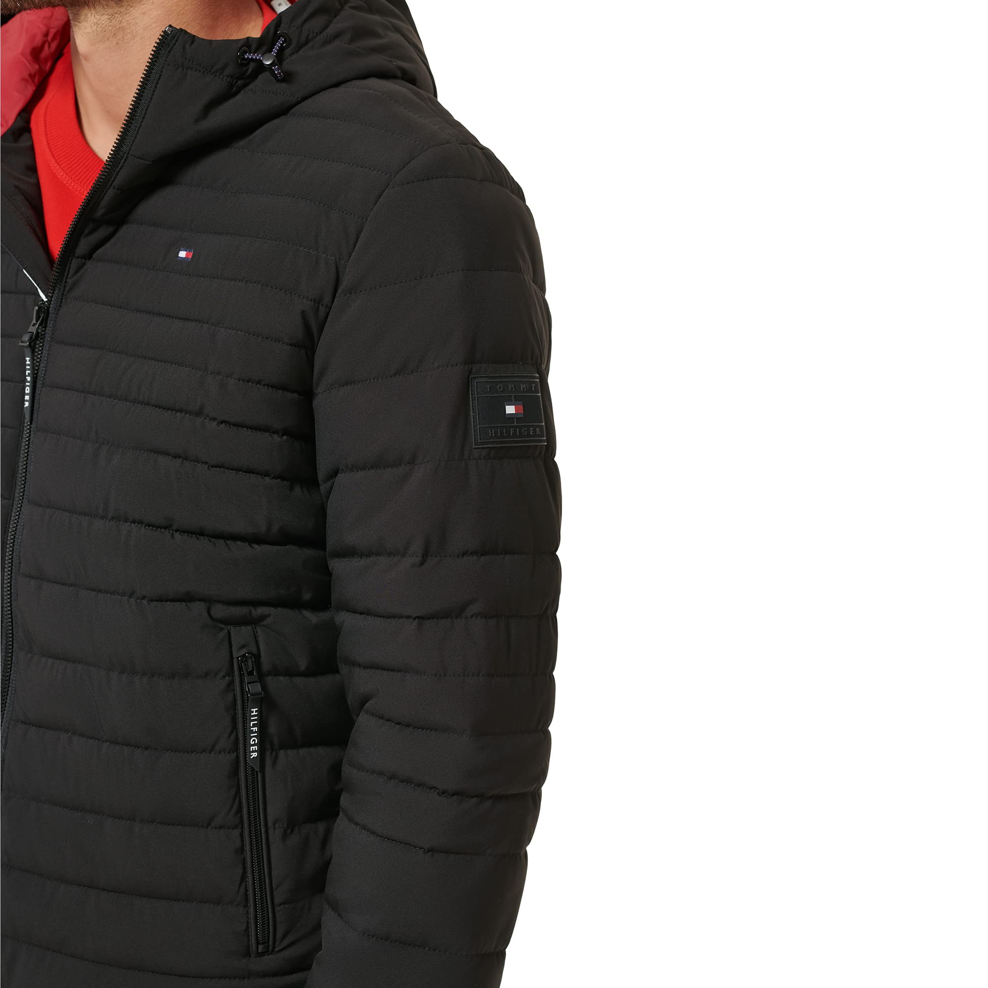 Foto 4 pulgar | Chaqueta Tommy Hilfiger De Poliéster Elástico Con Capucha, Plegable, Para Hombre, Negra - Venta Internacional.