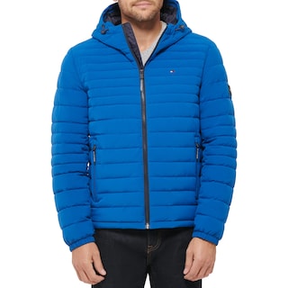 Foto 1 | Chamarra Tommy Hilfiger de Poliéster Elástico con Capucha Plegable Azul para Hombre - Venta Internacional