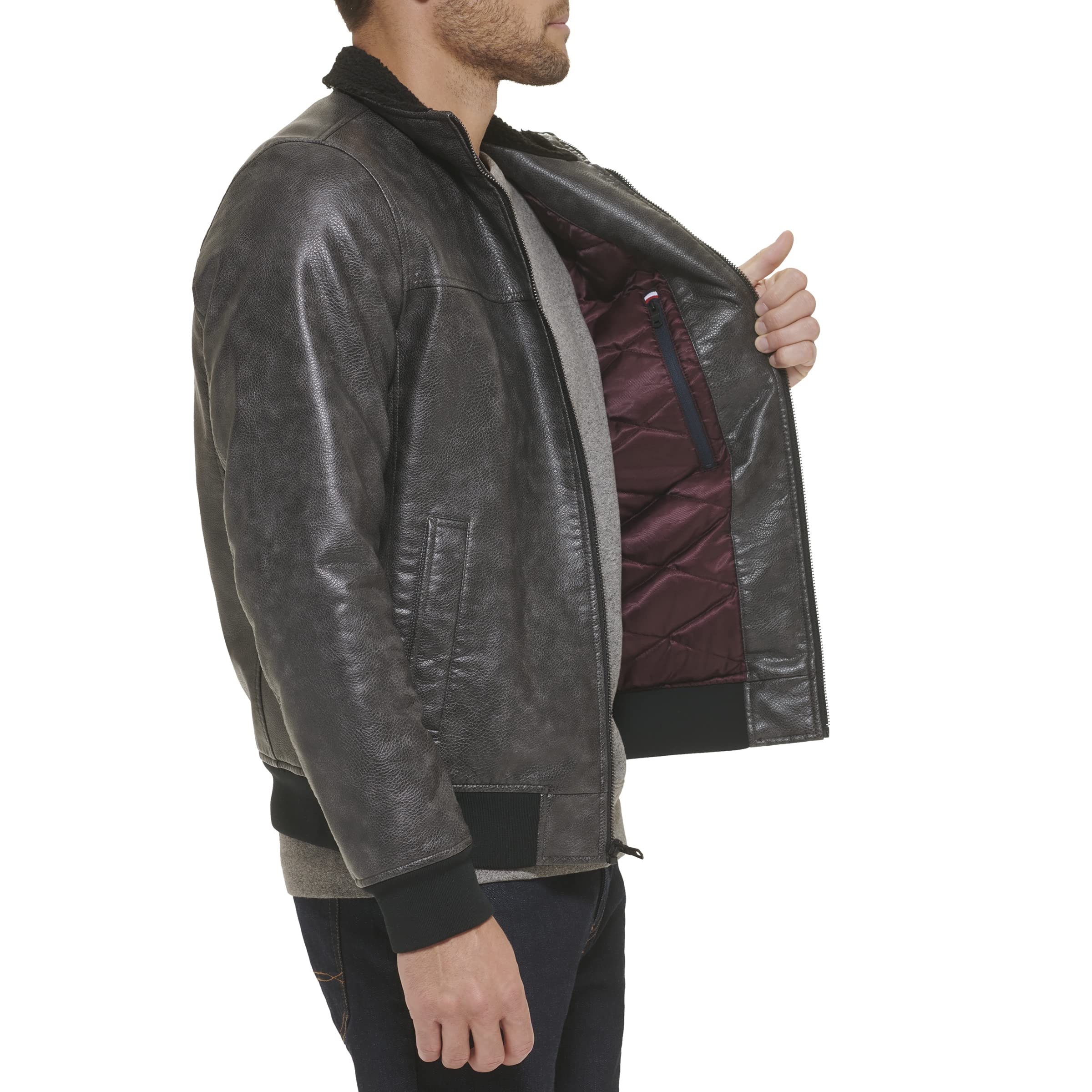 Foto 3 pulgar | Chaqueta Tommy Hilfiger Smooth Lamb Touch De Piel Sintética Negra - Venta Internacional.