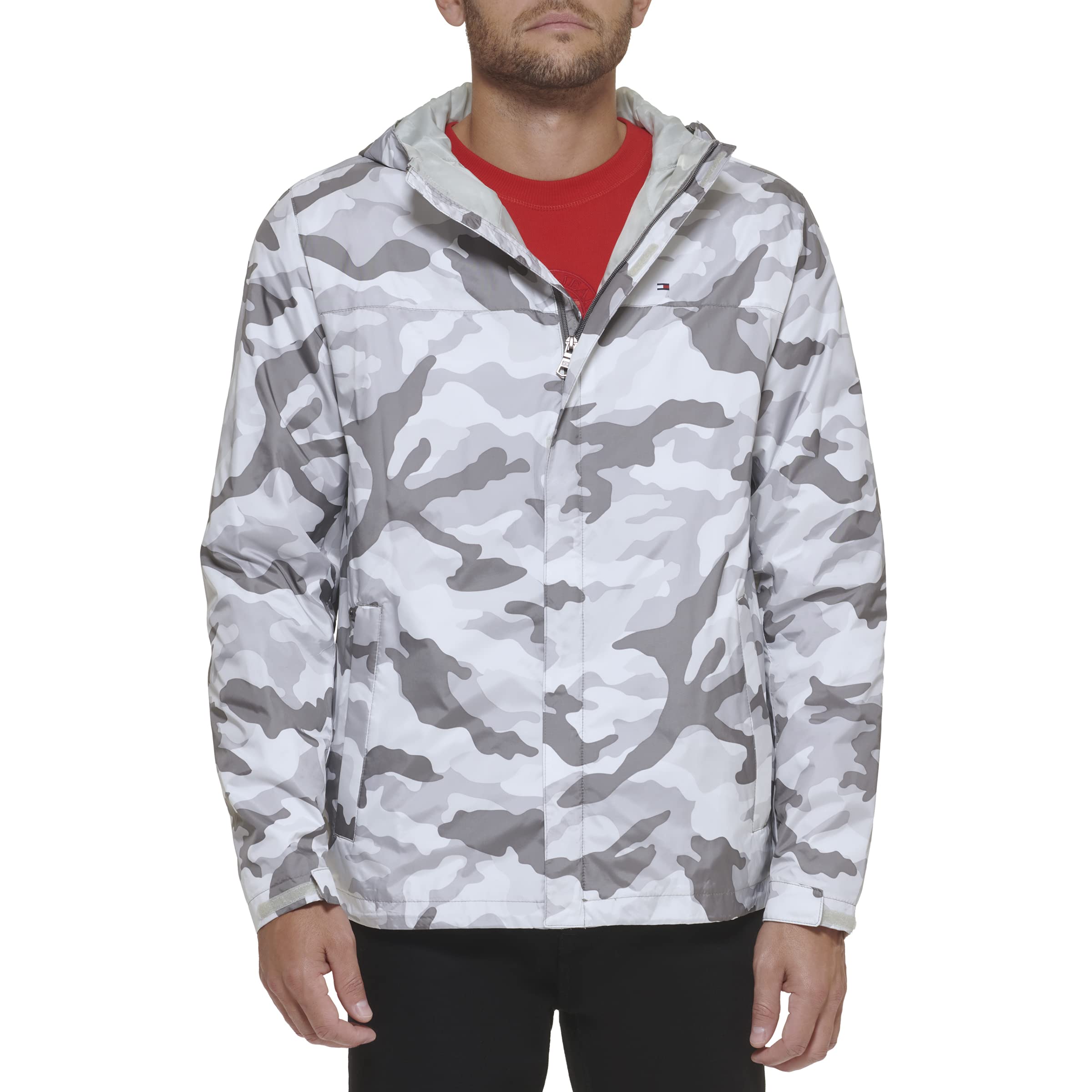 Foto 2 pulgar | Chaqueta Tommy Hilfiger Ligera Impermeable con Capucha Camuflaje Blanco - Venta Internacional