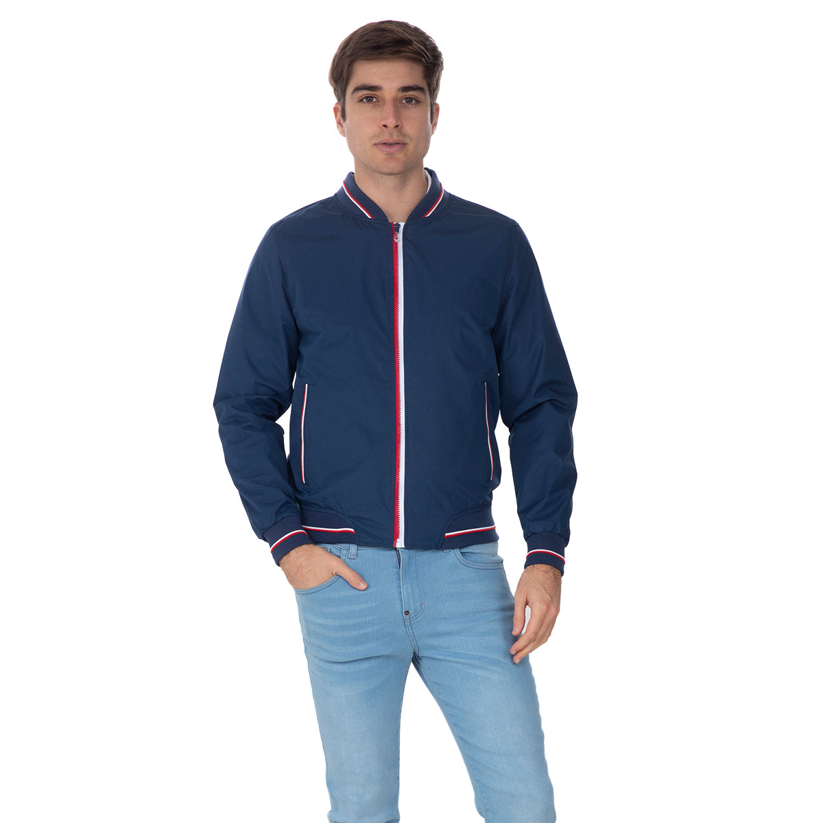 Chamarra Para Hombre De Nylon Con Cuello Rib Quarry Color Azul Marino