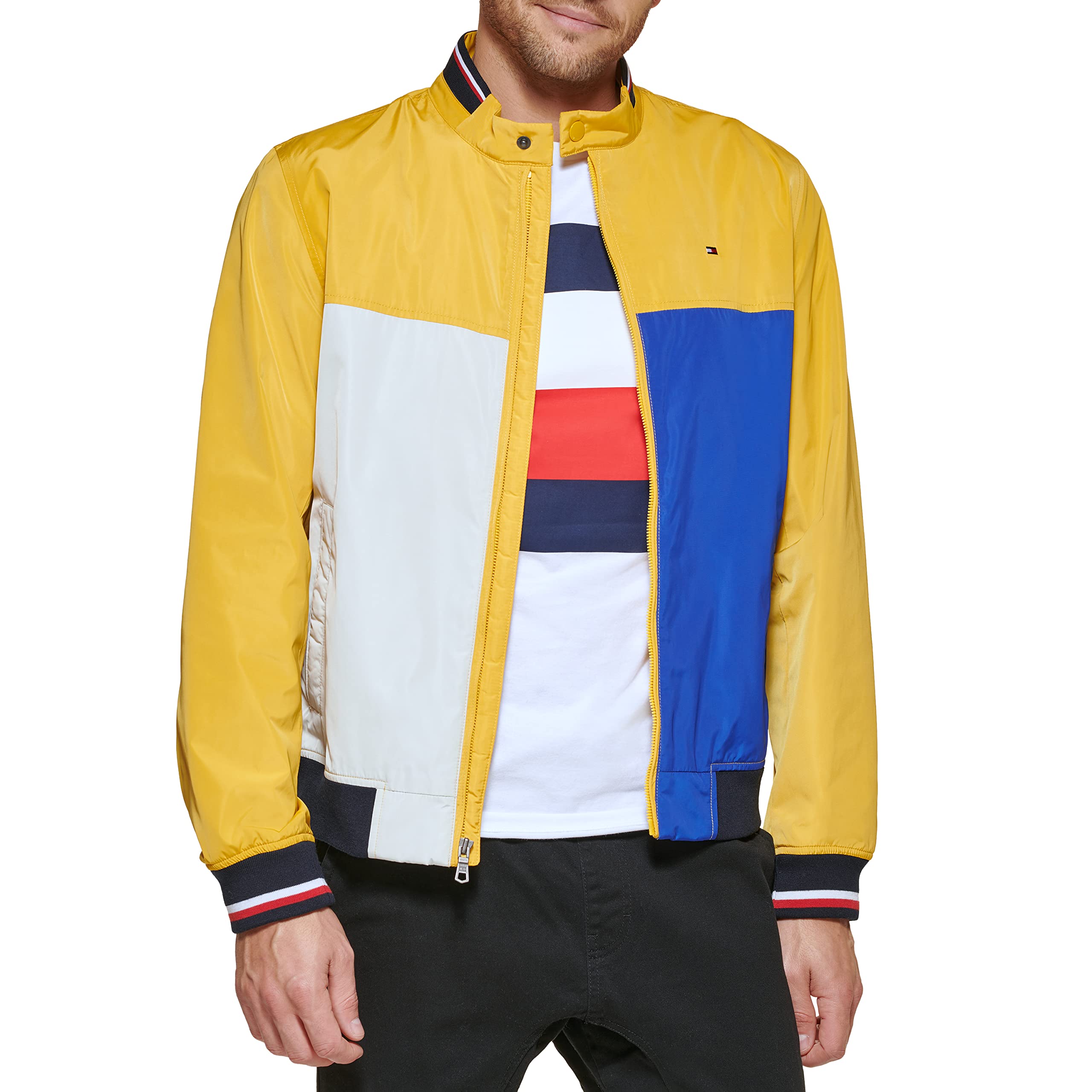 Chaqueta Tipo Bomber Tommy Hilfiger, Ligera, De Punto Acanalado - Venta Internacional.