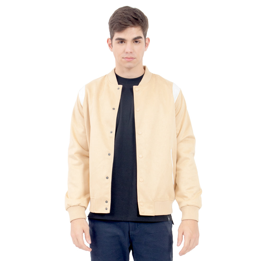 Foto 2 pulgar | Chamarra Bomber De Gamuza con Detalles Pu Quarry Camel para Hombre