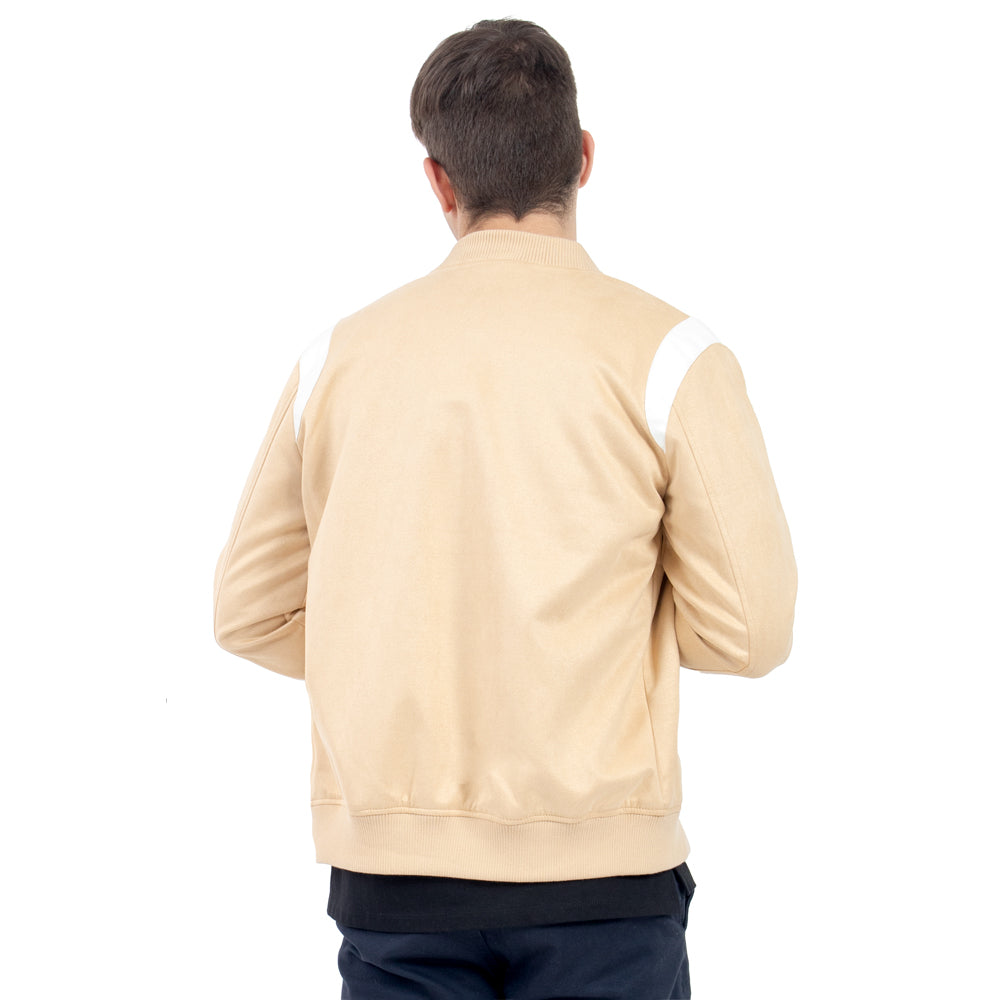 Foto 4 pulgar | Chamarra Bomber De Gamuza con Detalles Pu Quarry Camel para Hombre