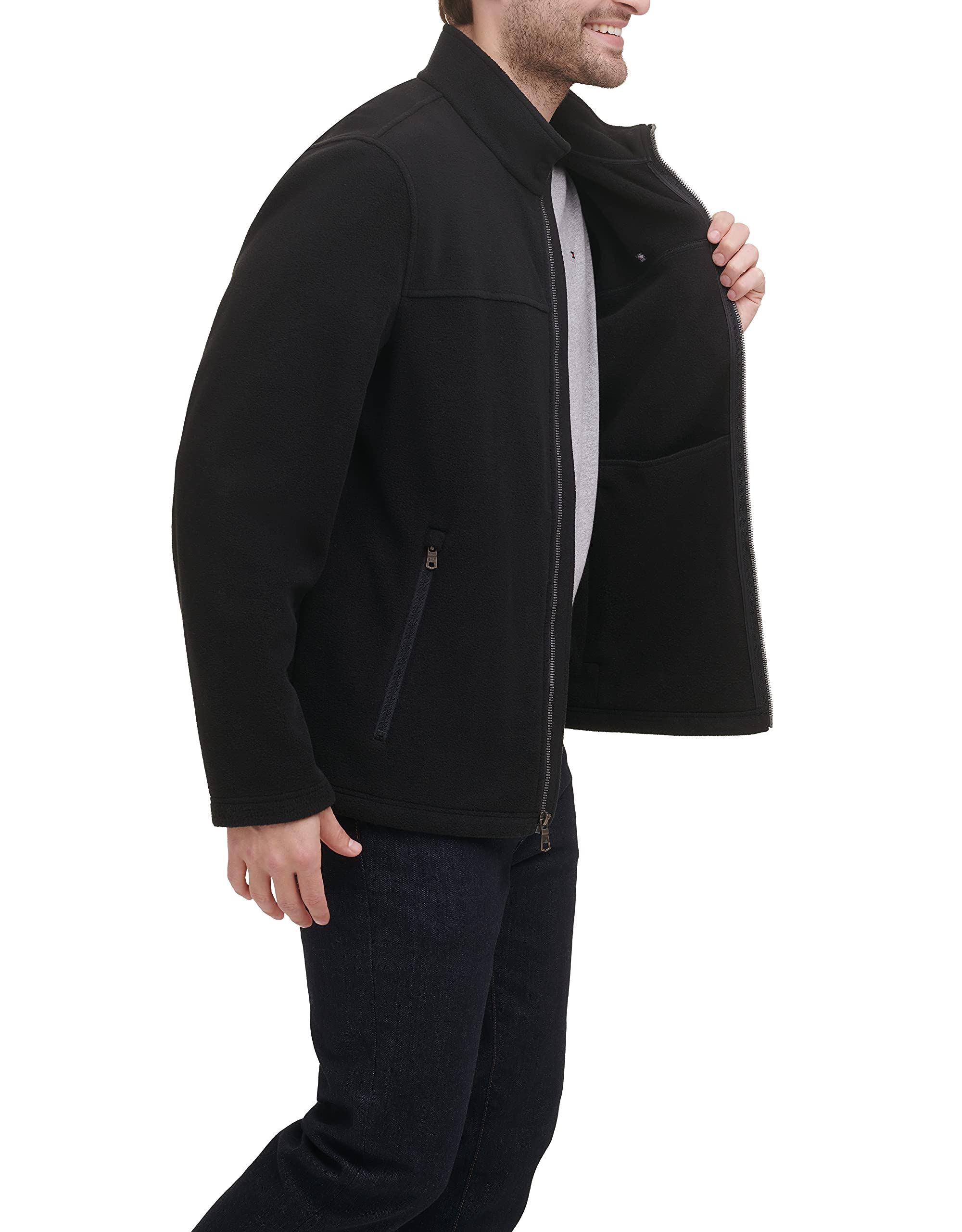 Foto 4 pulgar | Chaqueta Tommy Hilfiger, Clásica, Forro Polar Con Cremallera, Azul Marino Y Gris - Venta Internacional.