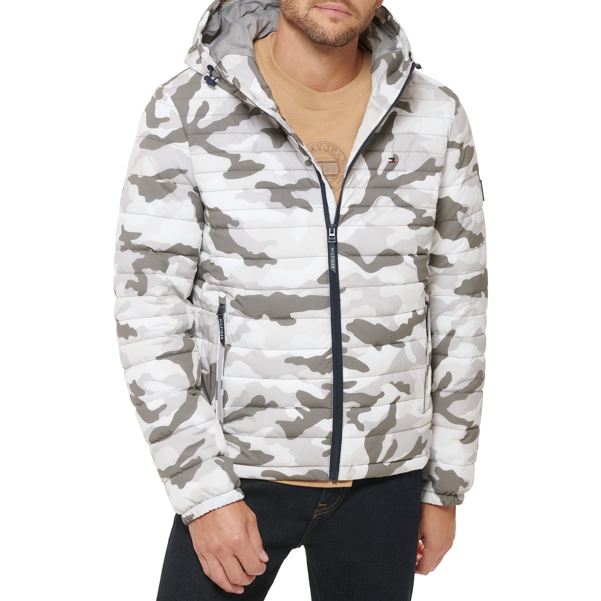 Foto 2 pulgar | Chaqueta Tommy Hilfiger con Capucha Camuflaje Blanco - Venta Internacional