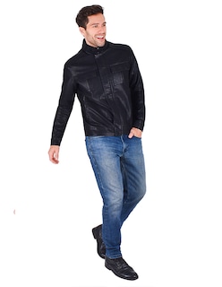 Foto 3 | Generra | Chamarra Efecto Piel Para Hombre, Estilo Casual De Cuello Alto