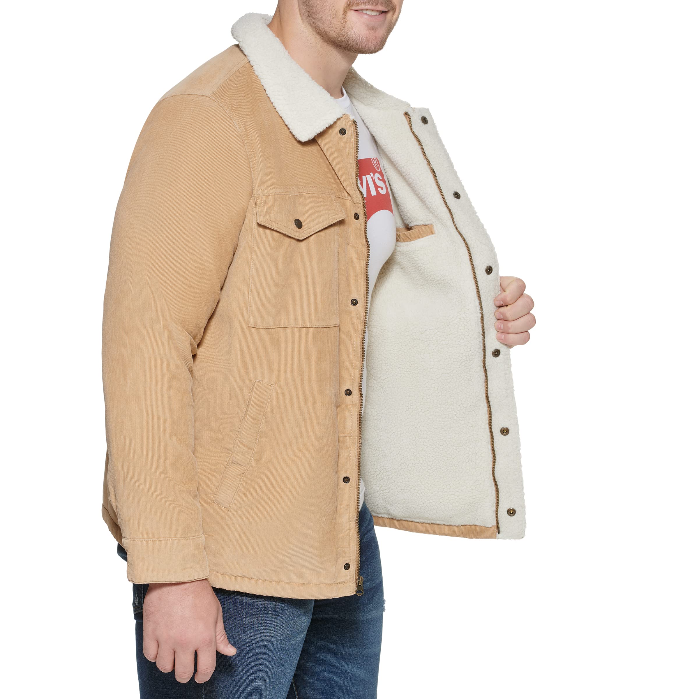 Foto 3 pulgar | Chaqueta Levi's Corduroy Sherpa Trucker Para Hombre, Talla L - Venta Internacional.