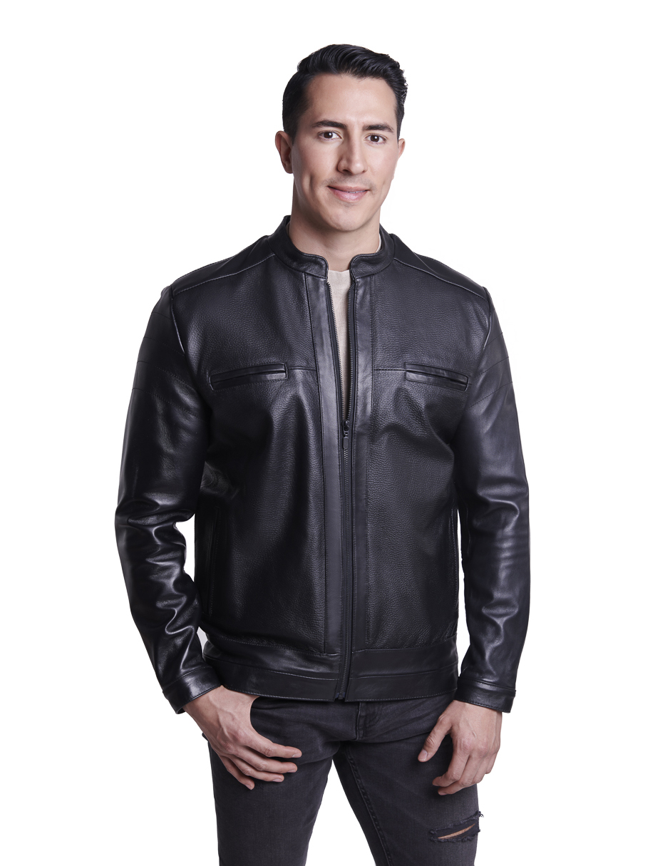 Foto 2 pulgar | Chamarra Urbana Gerhel de Piel de Borrego Negra para Hombre