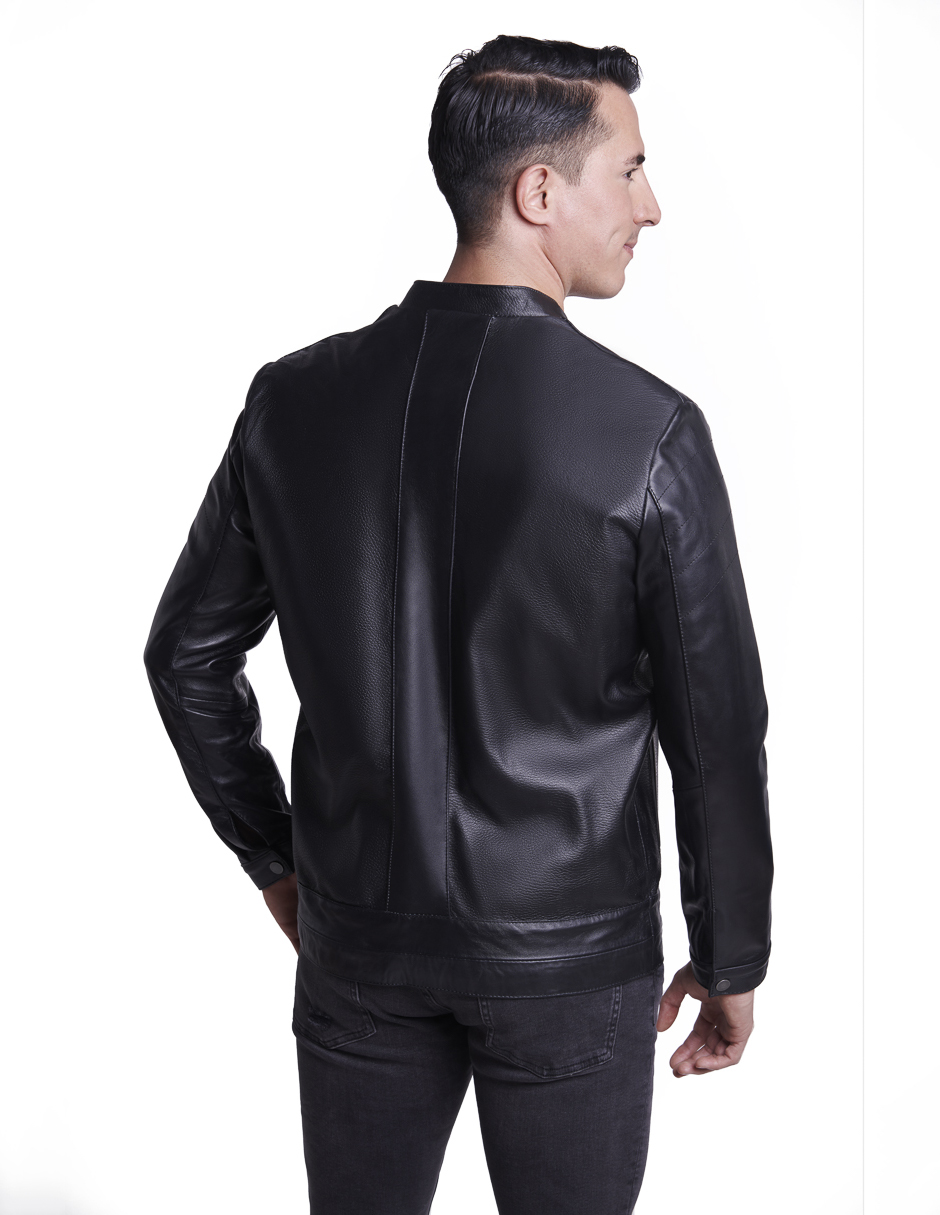Foto 3 pulgar | Chamarra Urbana Gerhel de Piel de Borrego Negra para Hombre