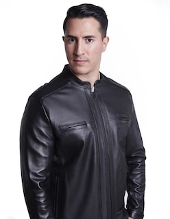 Foto 3 | Chamarra Urbana Gerhel de Piel de Borrego Negra para Hombre