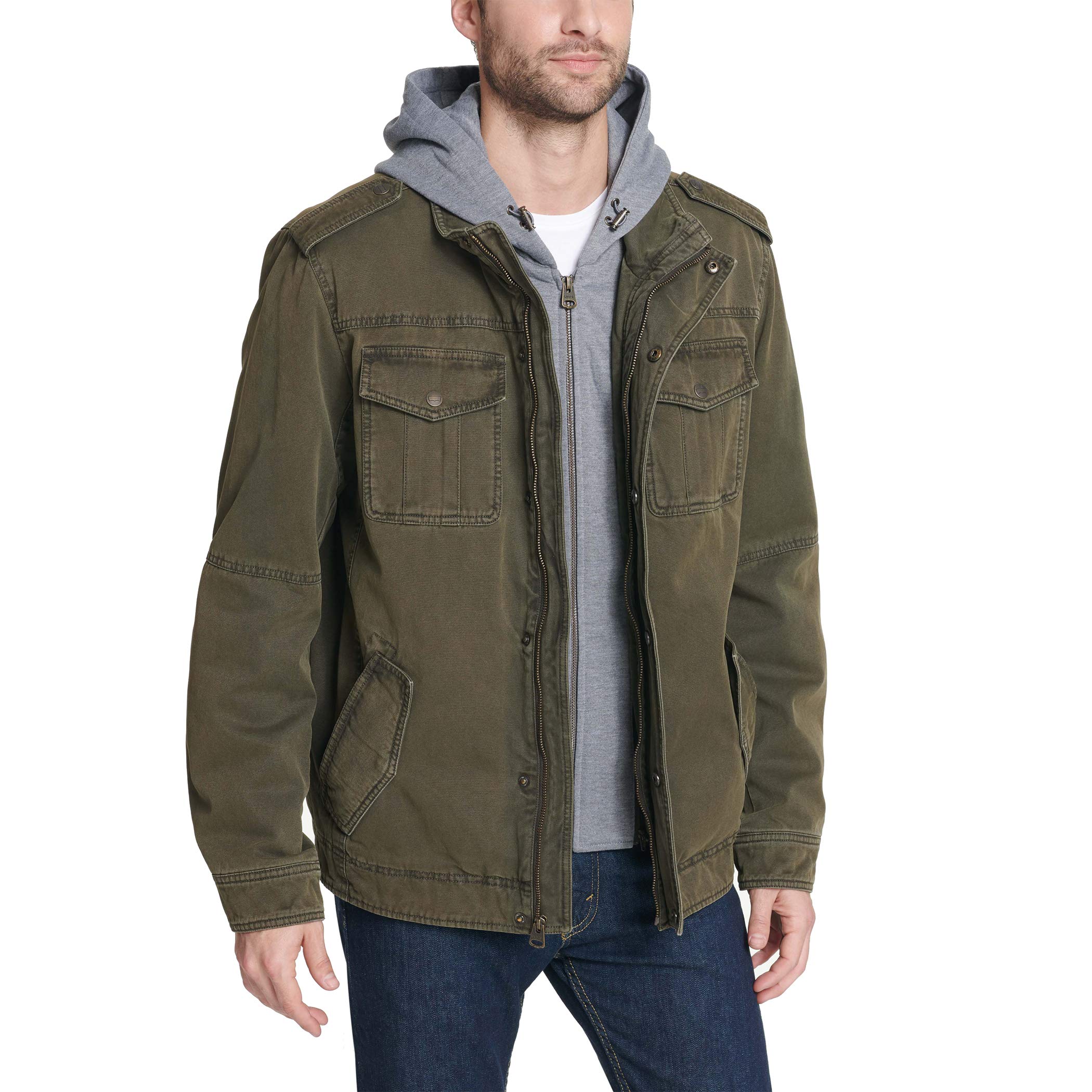 Foto 4 pulgar | Chaqueta Levi's De Algodón Lavado Con Capucha Militar Para Hombre, Color Verde Oliva - Venta Internacional.