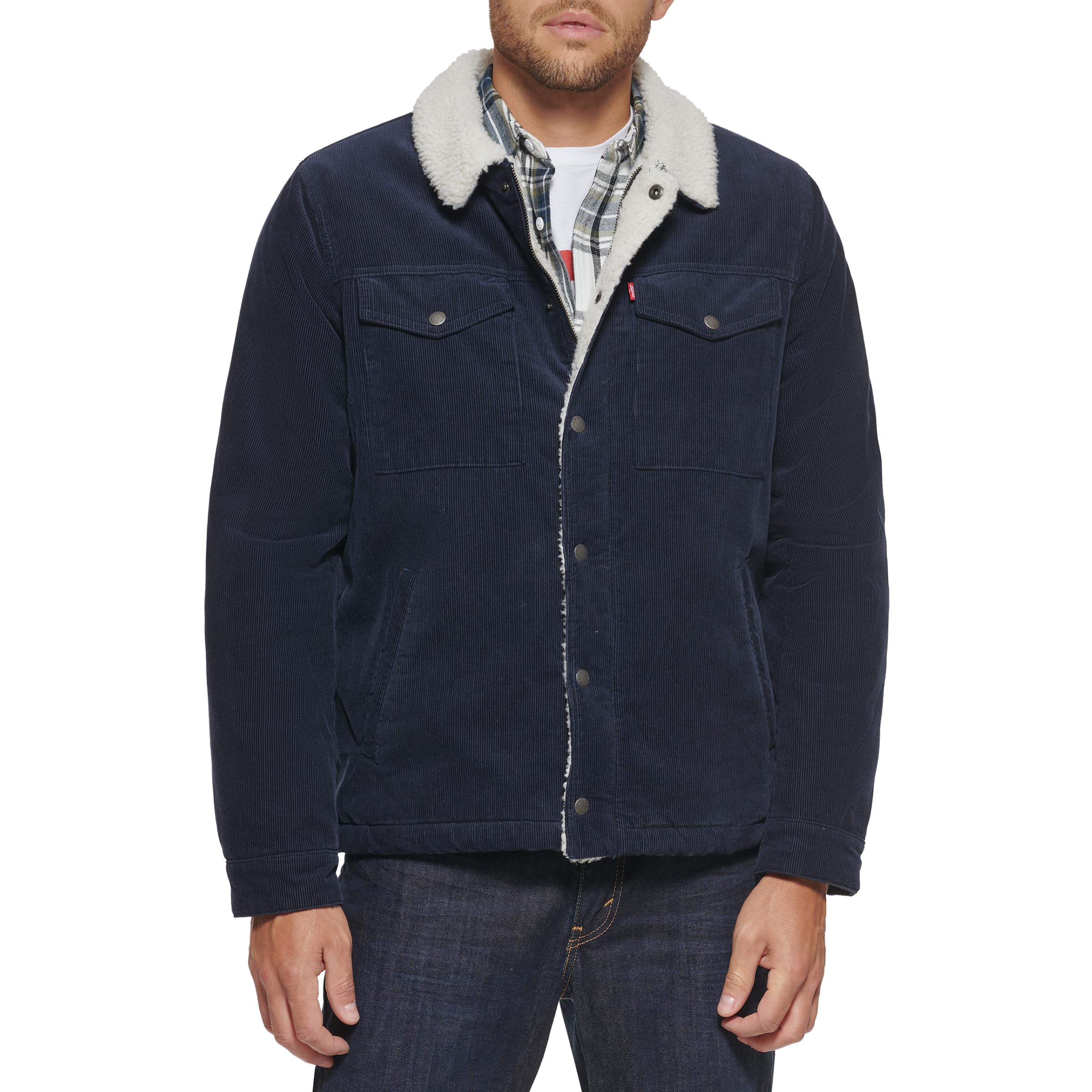 Chaqueta Levi's Corduroy Sherpa Trucker Para Hombre Azul Marino - Venta Internacional.