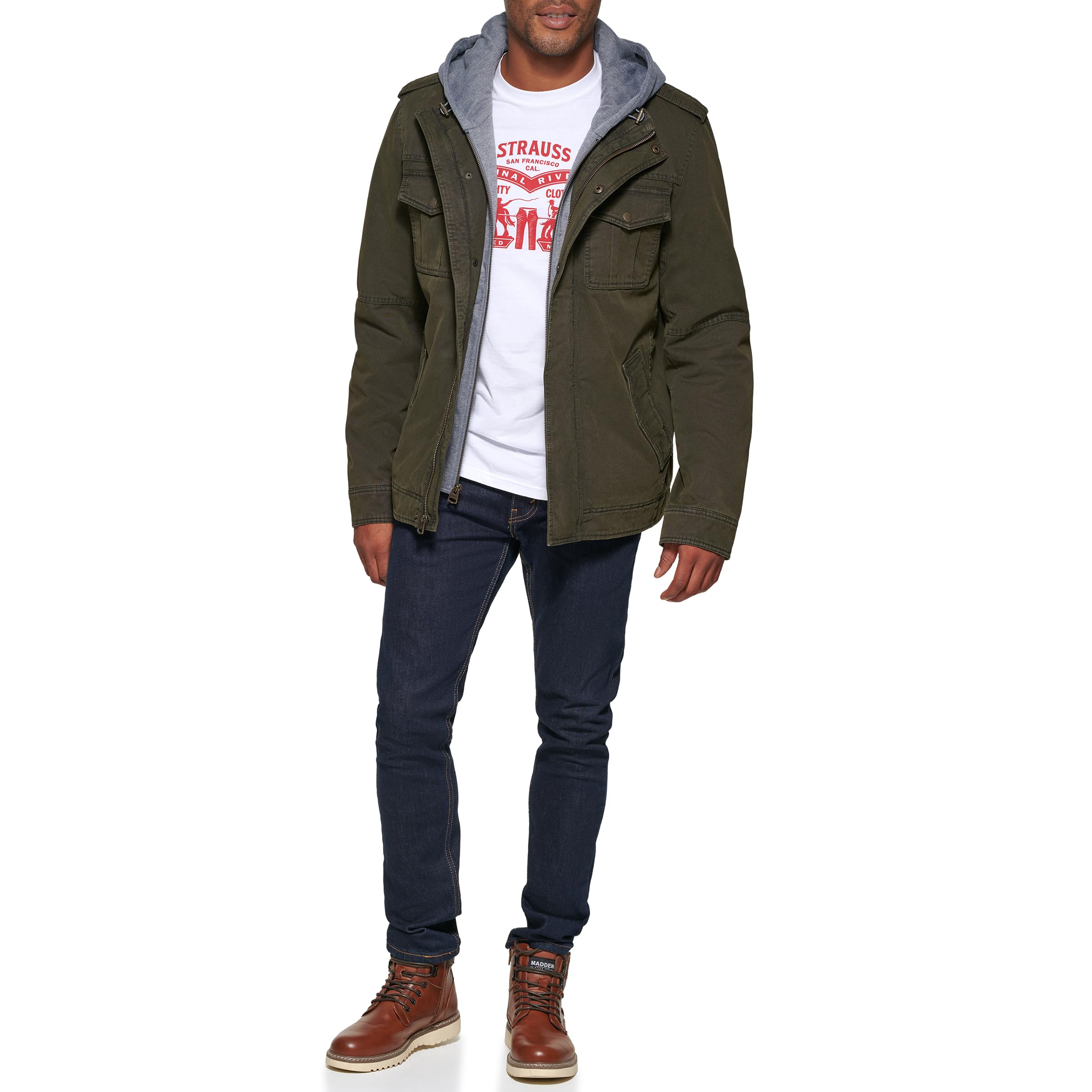 Foto 3 pulgar | Chaqueta Levi's De Algodón Ligero Militar Con Capucha Lavada Para Hombre - Venta Internacional.