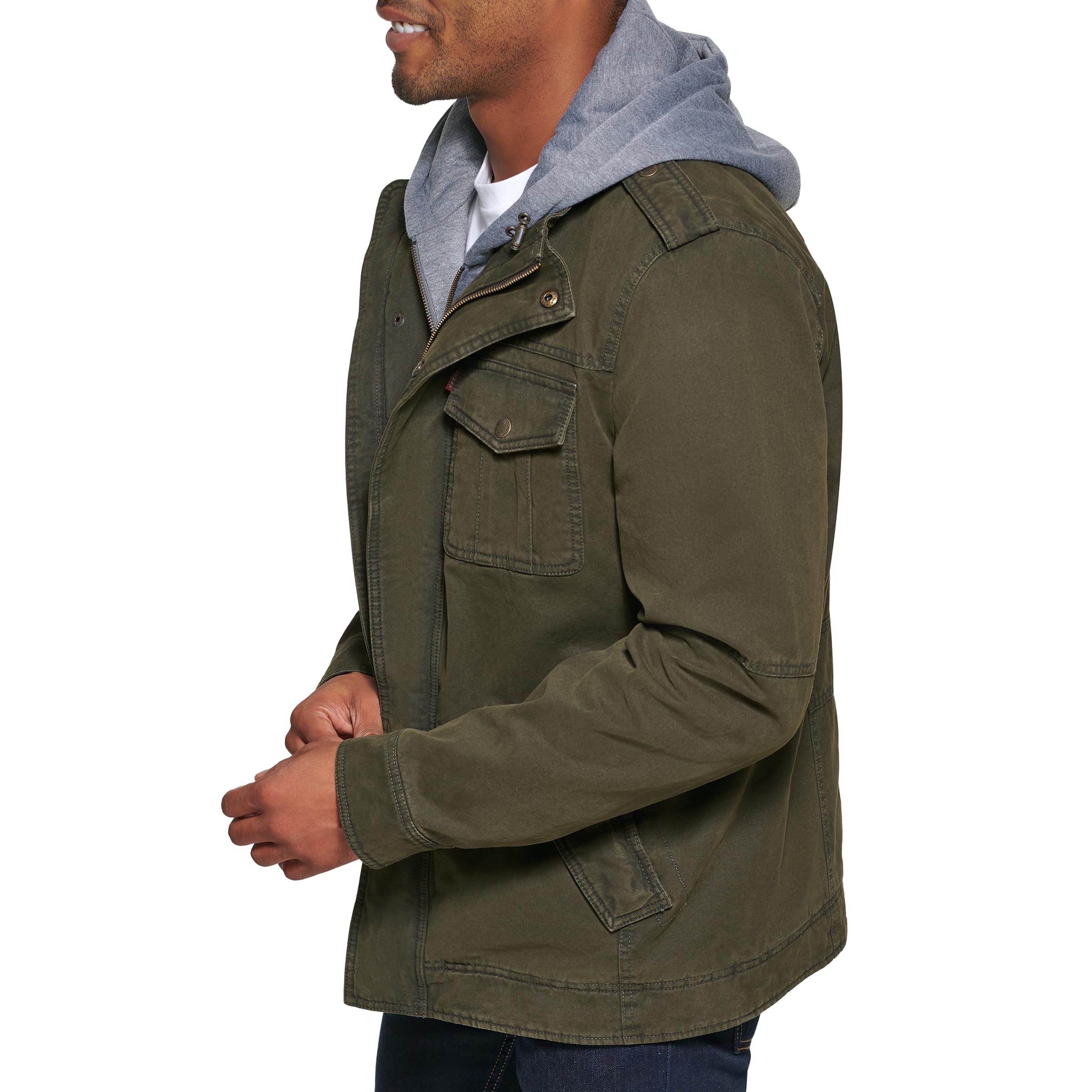 Foto 4 pulgar | Chaqueta Levi's De Algodón Ligero Militar Con Capucha Lavada Para Hombre - Venta Internacional.
