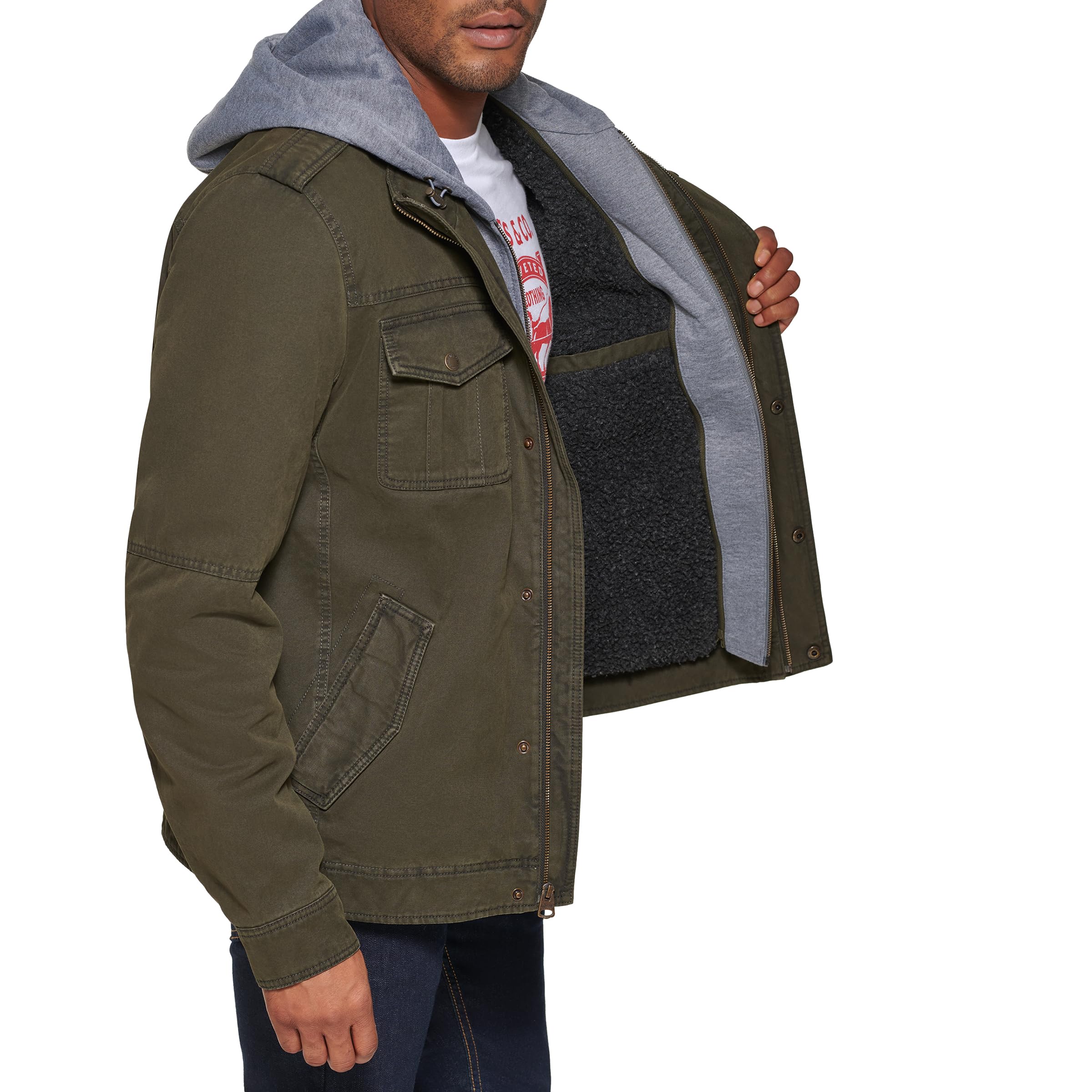 Foto 5 pulgar | Chaqueta Levi's De Algodón Ligero Militar Con Capucha Lavada Para Hombre - Venta Internacional.