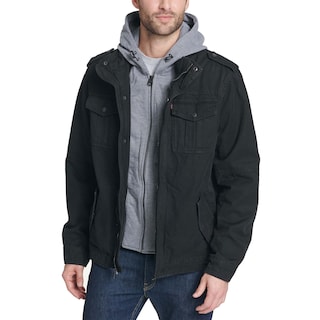 Foto 1 | Chaqueta Levi's De Algodón Lavado Militar Con Capucha Extraíble, Color Negro - Venta Internacional.
