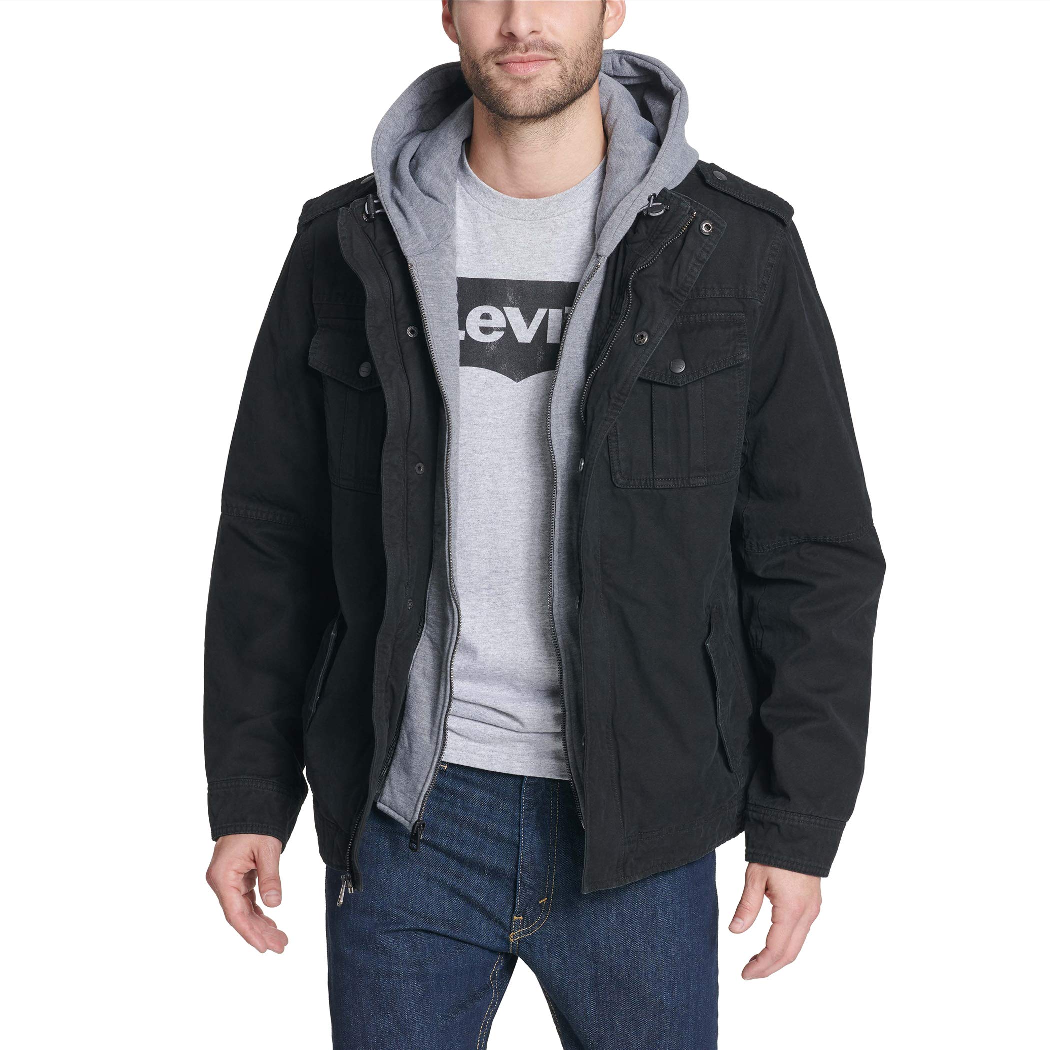 Foto 3 pulgar | Chaqueta Levi's De Algodón Lavado Militar Con Capucha Extraíble Para Hombre - Venta Internacional.