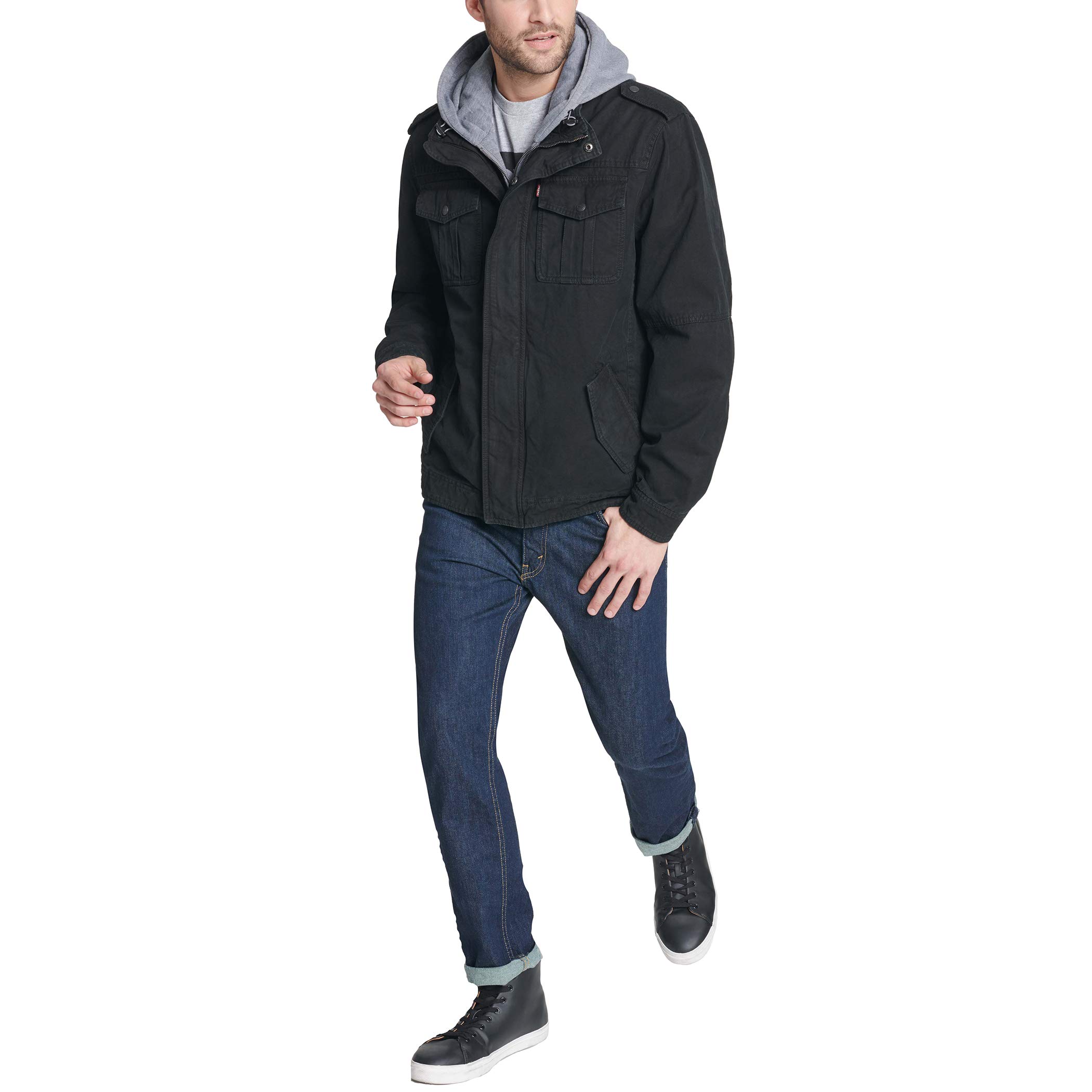 Foto 4 pulgar | Chaqueta Levi's De Algodón Lavado Militar Con Capucha Extraíble Para Hombre - Venta Internacional.