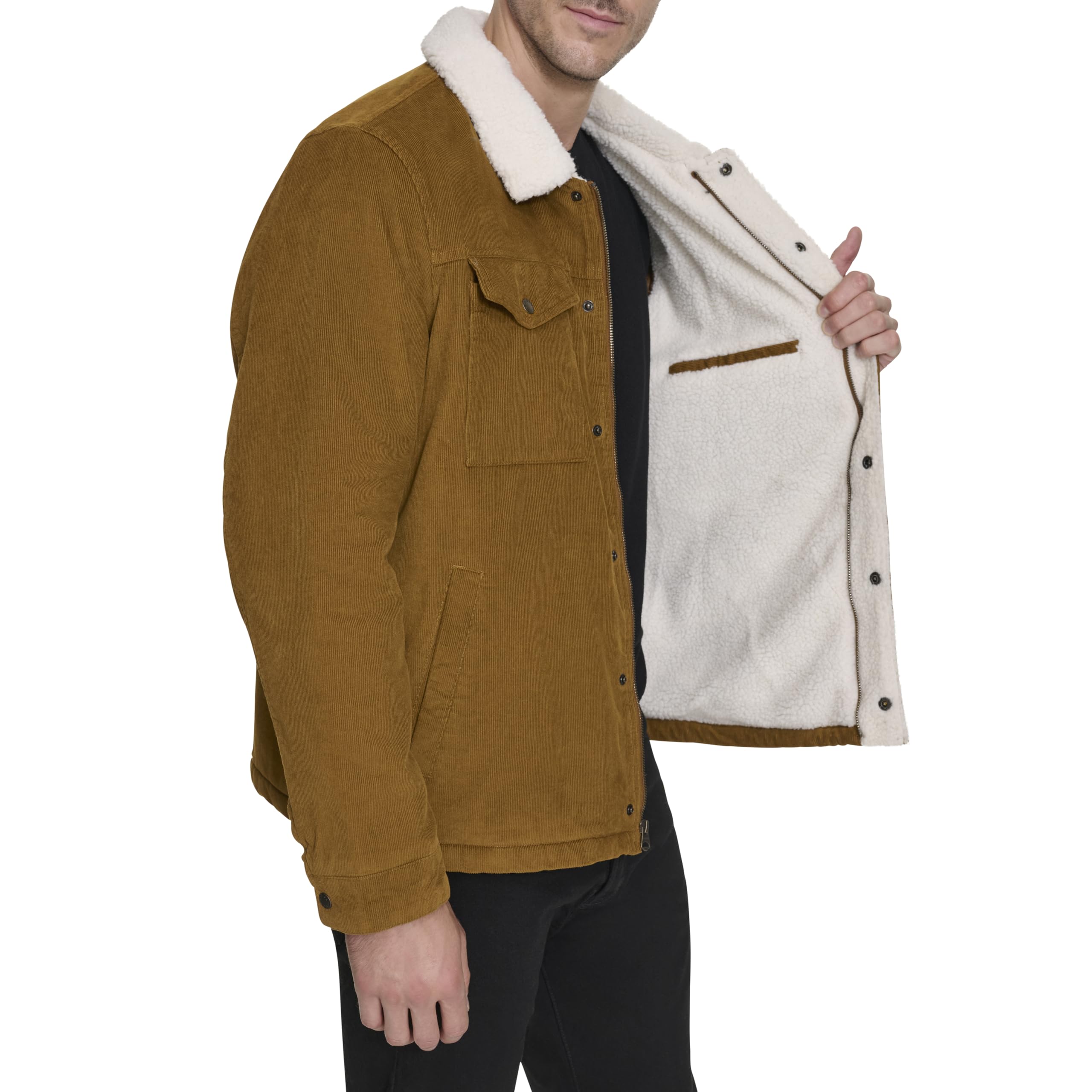 Foto 3 pulgar | Chaqueta Levi's Corduroy Sherpa Trucker Para Hombre, Color Marrón, Talla L - Venta Internacional.