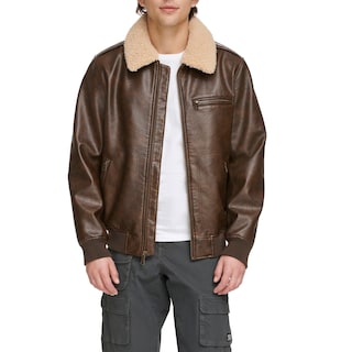 Foto 1 | Chaqueta Levi's De Piel Sintética Tipo Aviador Tipo Bomber Para Hombre, Color Marrón - Venta Internacional.