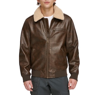 Foto 3 | Chaqueta Levi's De Piel Sintética Tipo Aviador Tipo Bomber Para Hombre, Color Marrón - Venta Internacional.