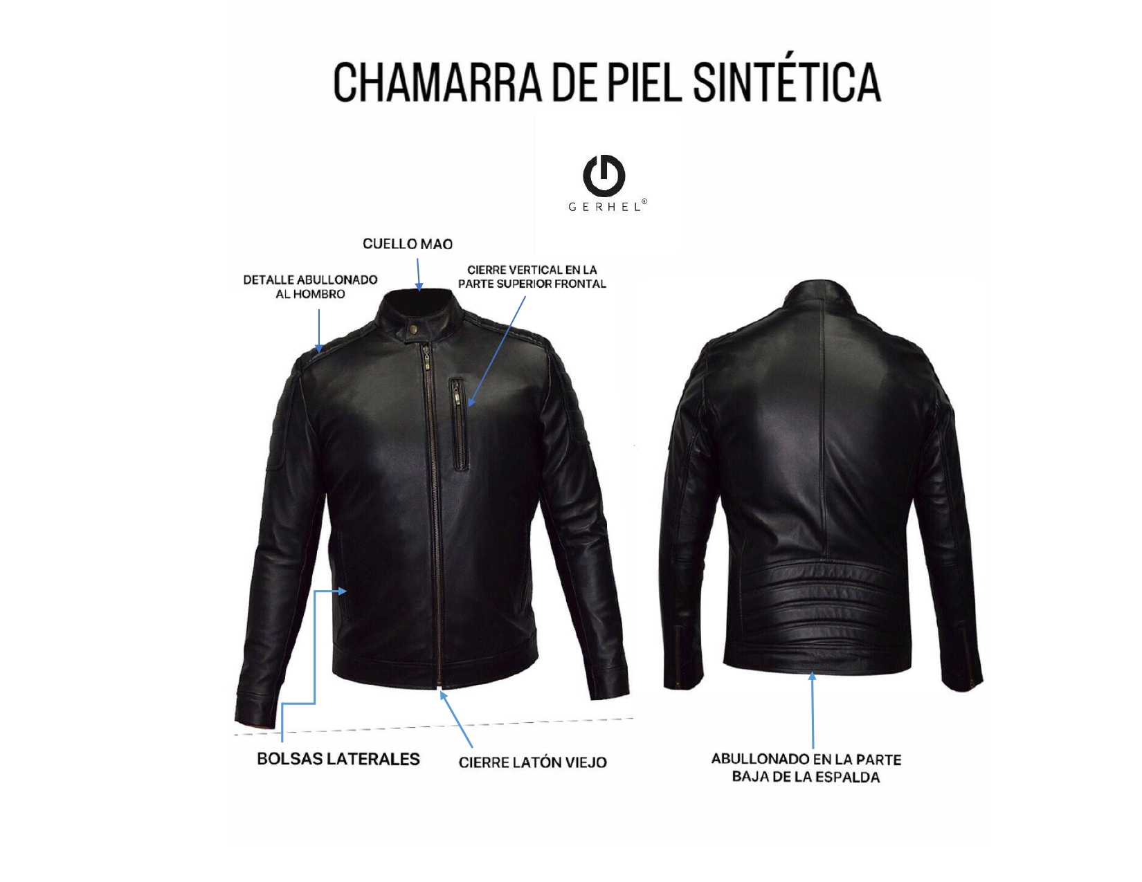 Foto 3 | Chamarra de Piel Sintética para Caballero