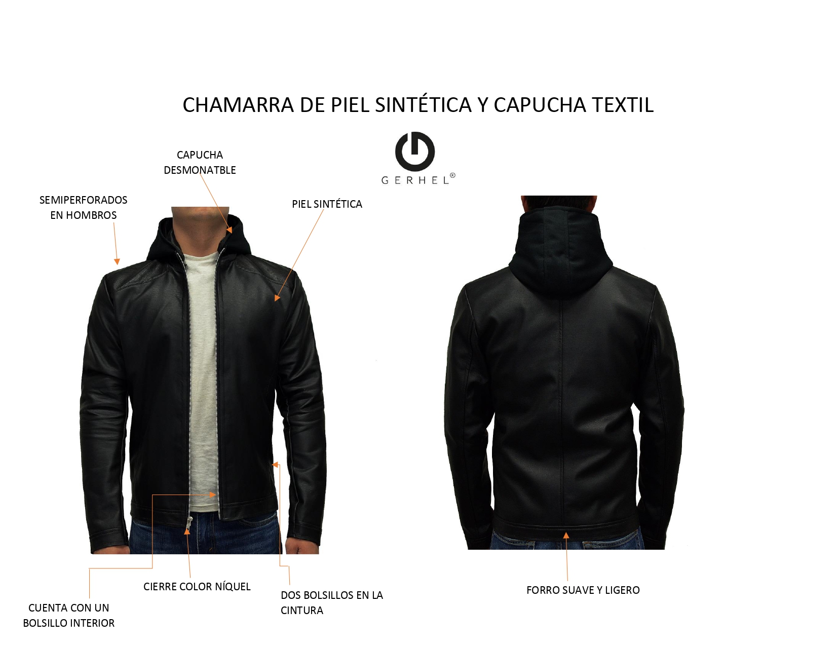 Foto 5 pulgar | Chamarra de Piel Sintética para Caballero