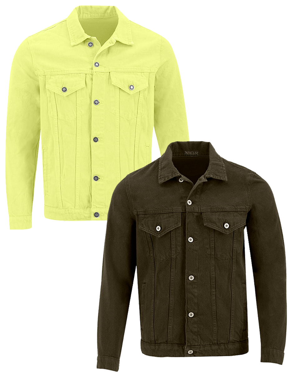Foto 2 pulgar | Set De 2 Chamarras Indicum Denim Básicas Verde, High Hombre