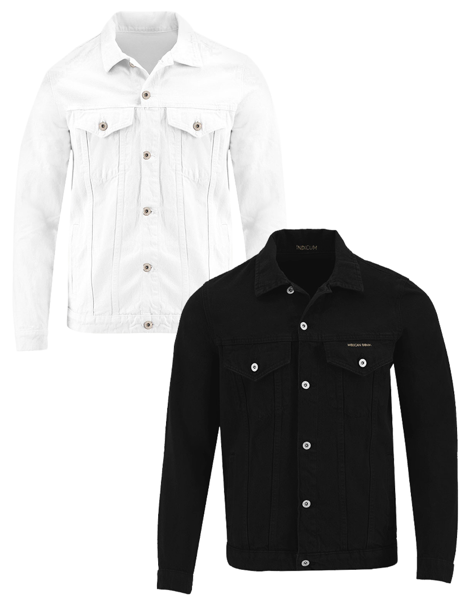 Foto 1 | Set De 2 Chamarras Indicum Denim Básicas Blanco, Negro Hombre