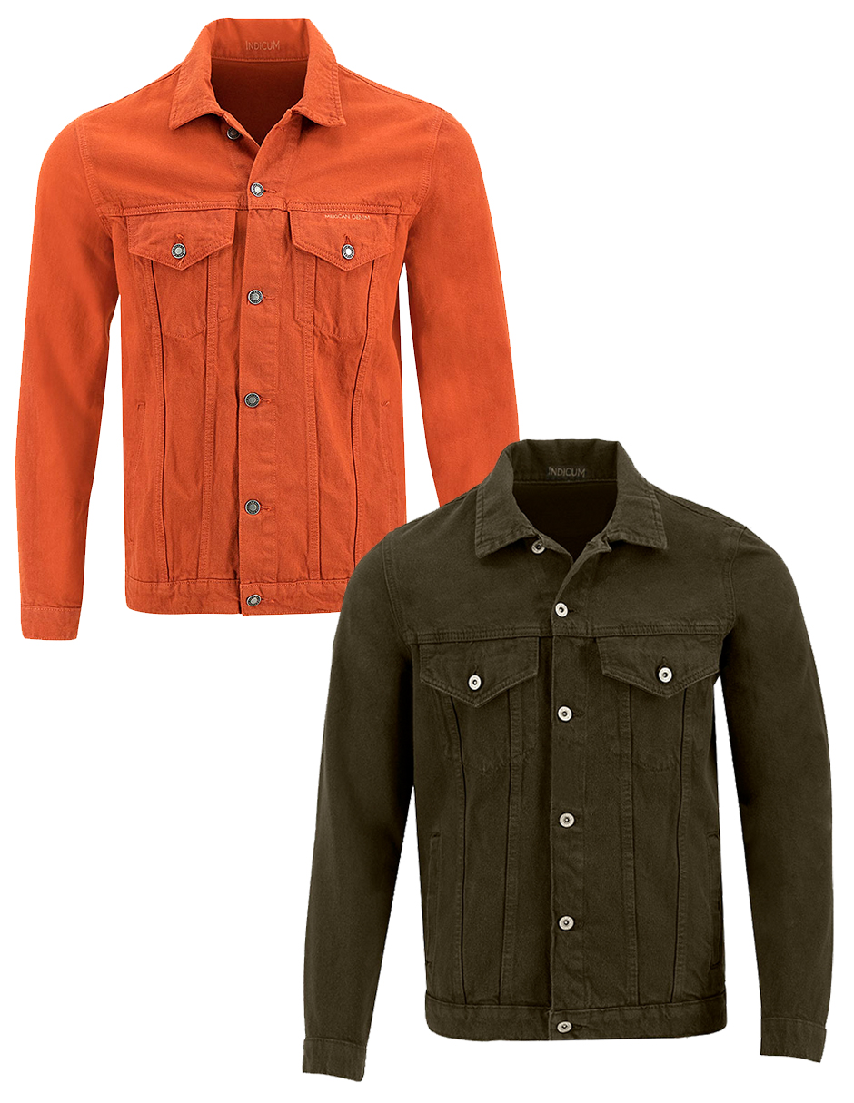Set De 2 Chamarras Indicum Denim Básicas Verde, Brick Hombre