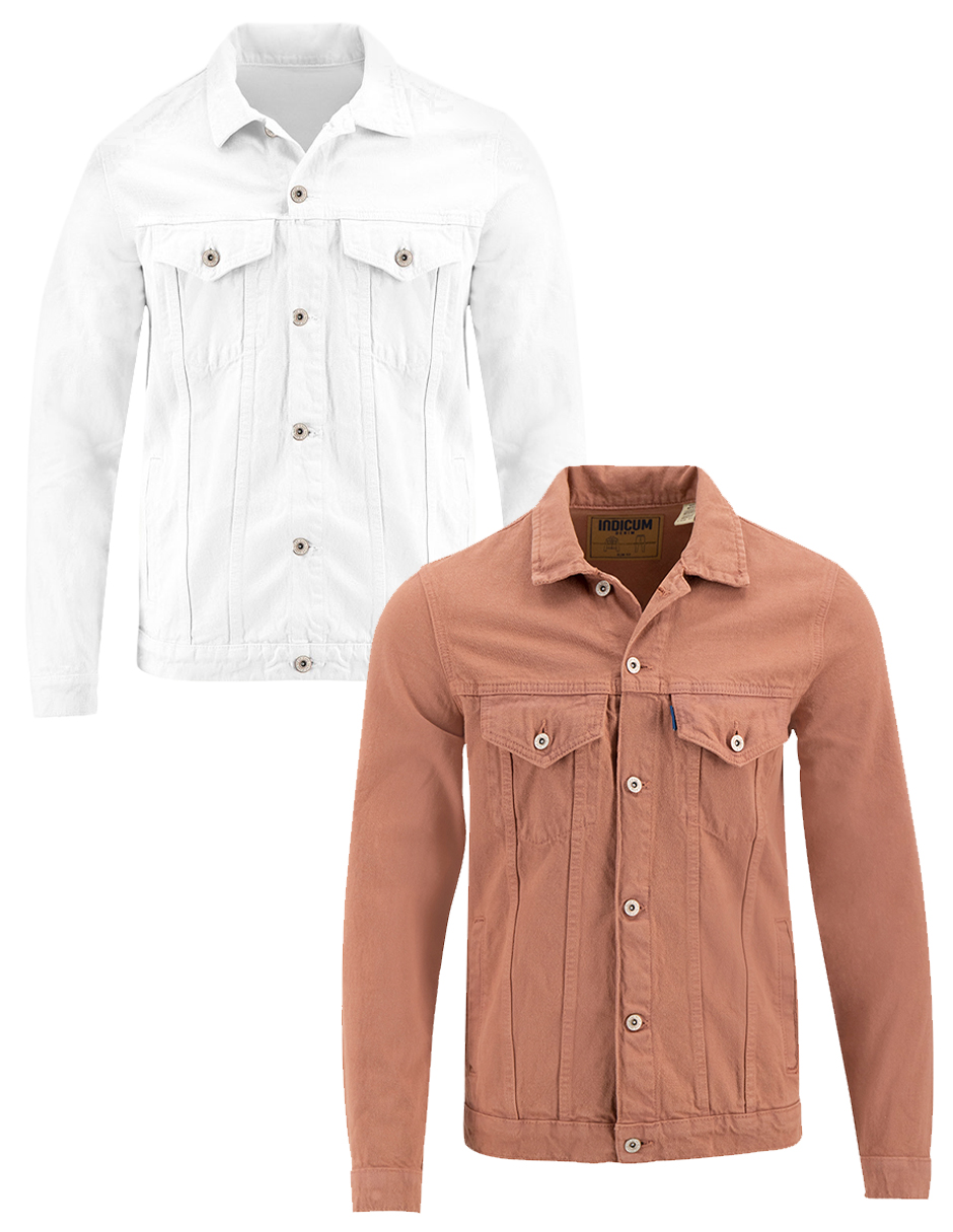 Foto 1 | Set De 2 Chamarras Indicum Denim Básicas Blanco, Rosa Hombre