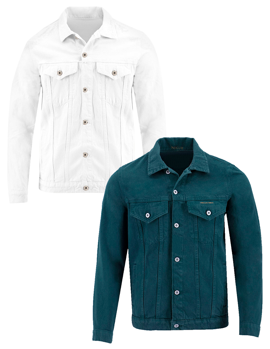 Foto 1 | Set De 2 Chamarras Indicum Denim Básicas Blanco, Aqua Hombre