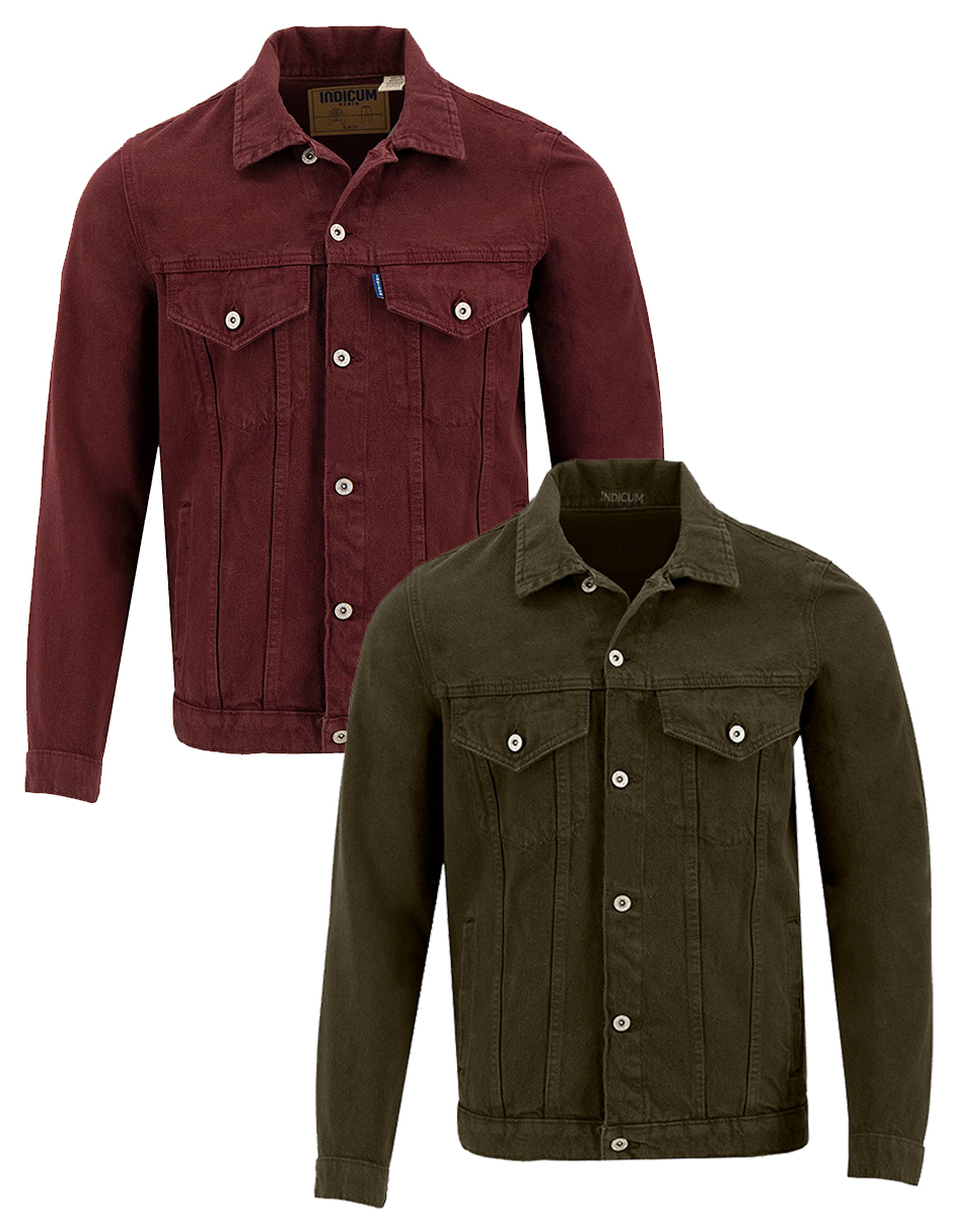 Foto 1 | Set De 2 Chamarras Indicum Denim Básicas Verde, Vino Hombre