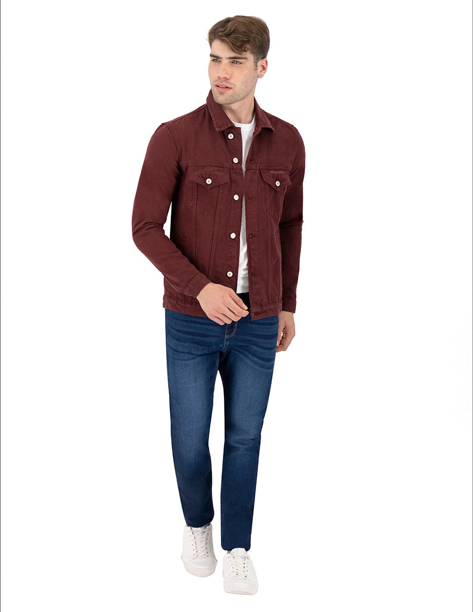 Chamarra De Mezclilla Indicum Denim Vino Hombre $899