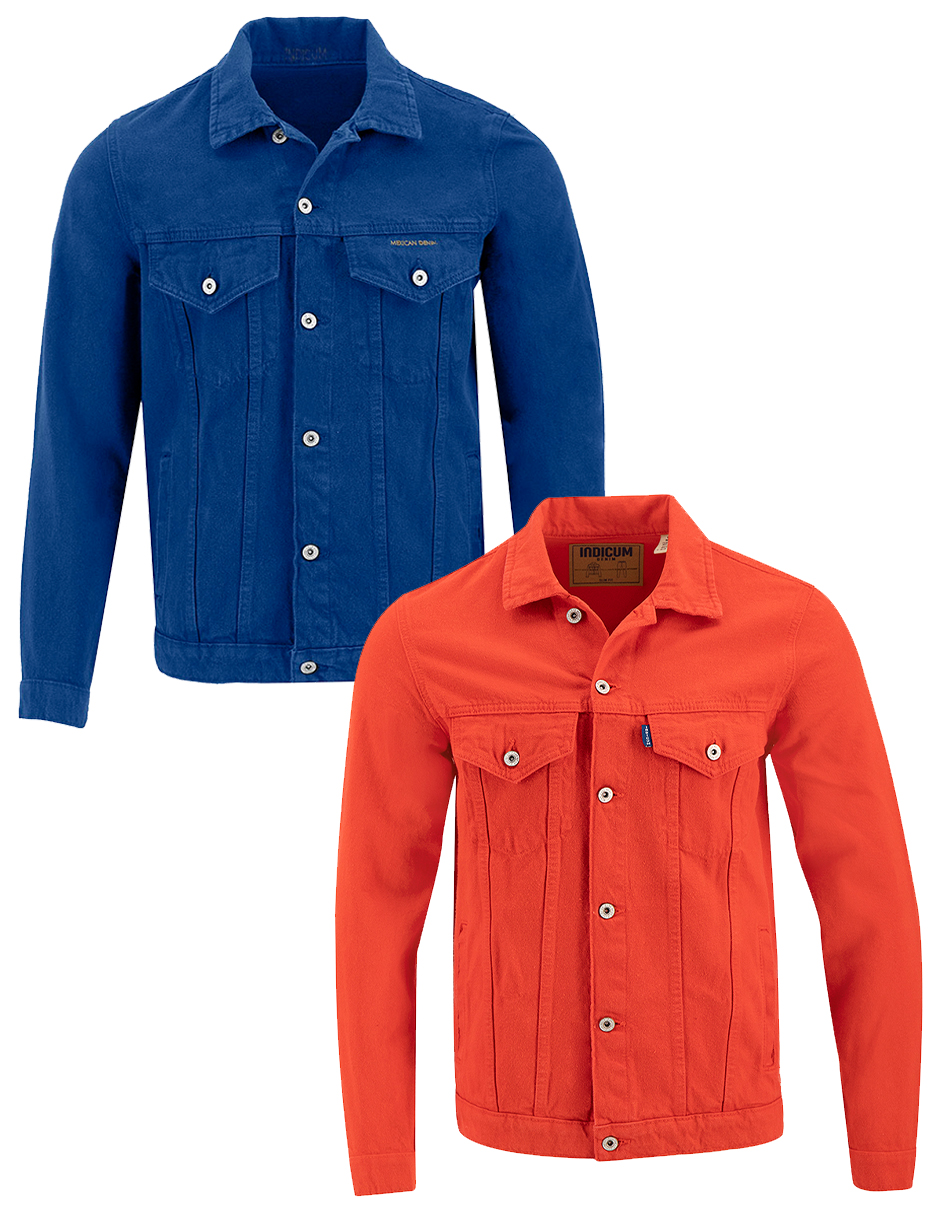 Foto 1 | Set De 2 Chamarras Indicum Denim Básicas Indigo, Rojo Hombre