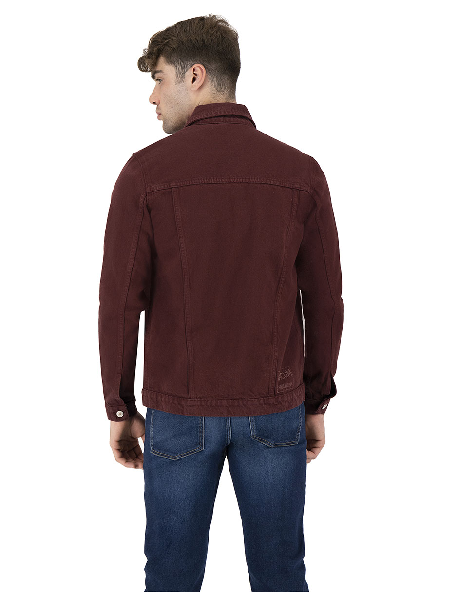 Foto 4 pulgar | Set De 2 Chamarras Indicum Denim Básicas Vino, Blanco Hombre