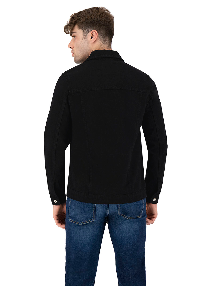 Foto 3 pulgar | Chamarra De Mezclilla Indicum Denim Negro Hombre