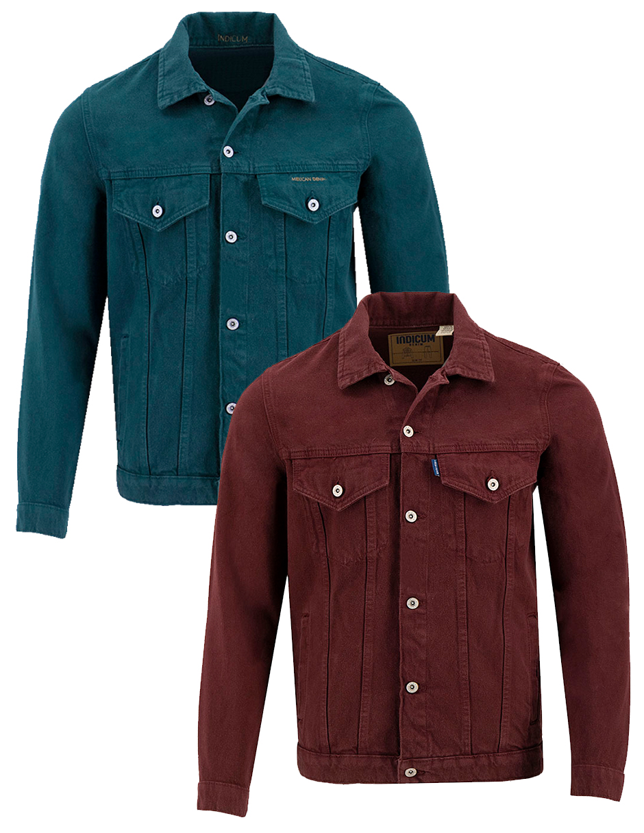 Foto 1 | Set De 2 Chamarras Indicum Denim Básicas Vino, Aqua Hombre