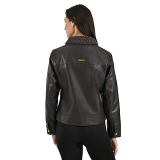 Foto 2 | Chamarra Con Borrega En Cuello Marca Nine West Para Mujer En Color Cafè Oscuro.