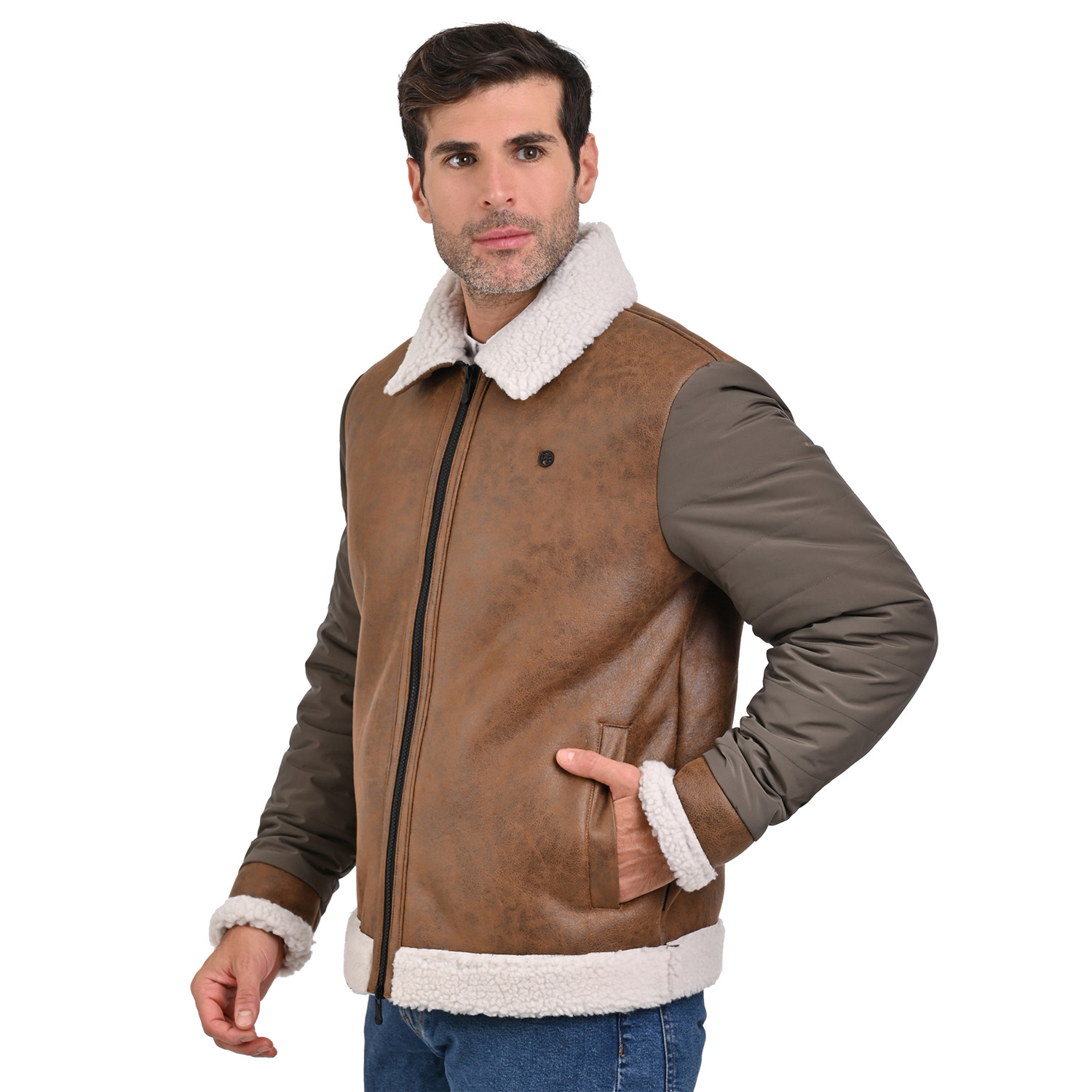 Foto 3 | Chamarra Para Hombre, Marca Perry Ellis Con Forro Interno De Borrego Sintético.